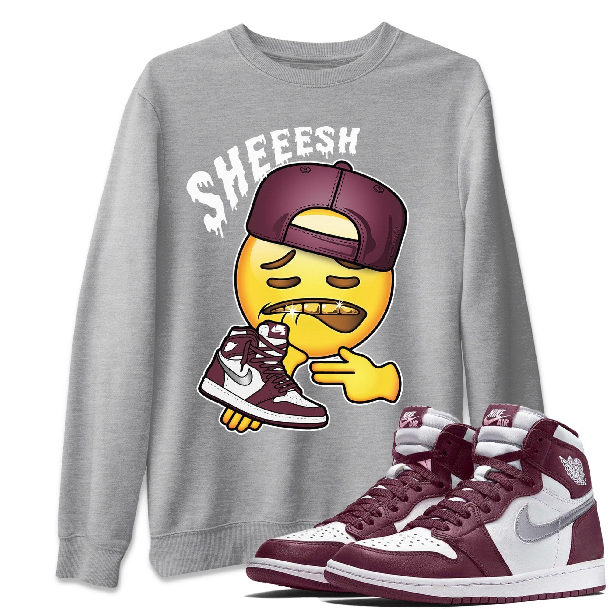 Jordan 1 Bordeaux Sneaker Matching T-Shirt Sheesh Sneaker Tees Jordan 1 Bordeaux Sneaker Release Tees Crew Neck Tees