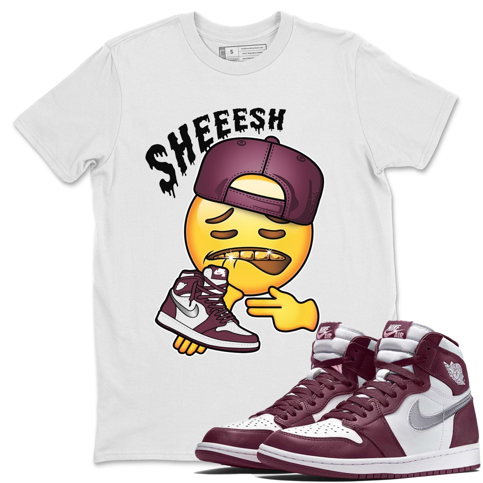 Jordan 1 Bordeaux Sneaker Matching T-Shirt Sheesh Sneaker Tees Jordan 1 Bordeaux Sneaker Release Tees Crew Neck Tees