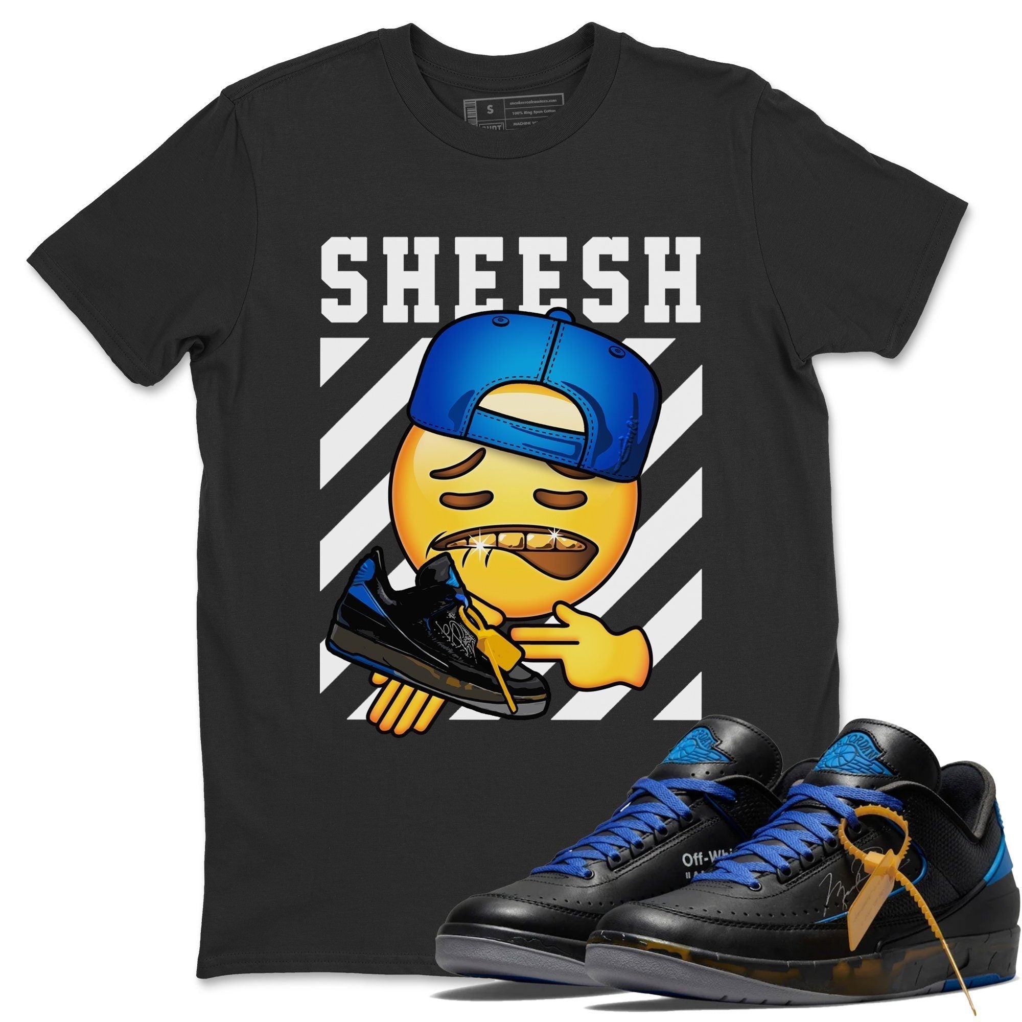 Jordan 2 OFF-WHITE Black Blue Shirt To Match Jordans Sheesh Sneaker Tees Jordan 2 OFF-WHITE Black Blue Drip Gear Zone Sneaker Matching Clothing Unisex Shirts