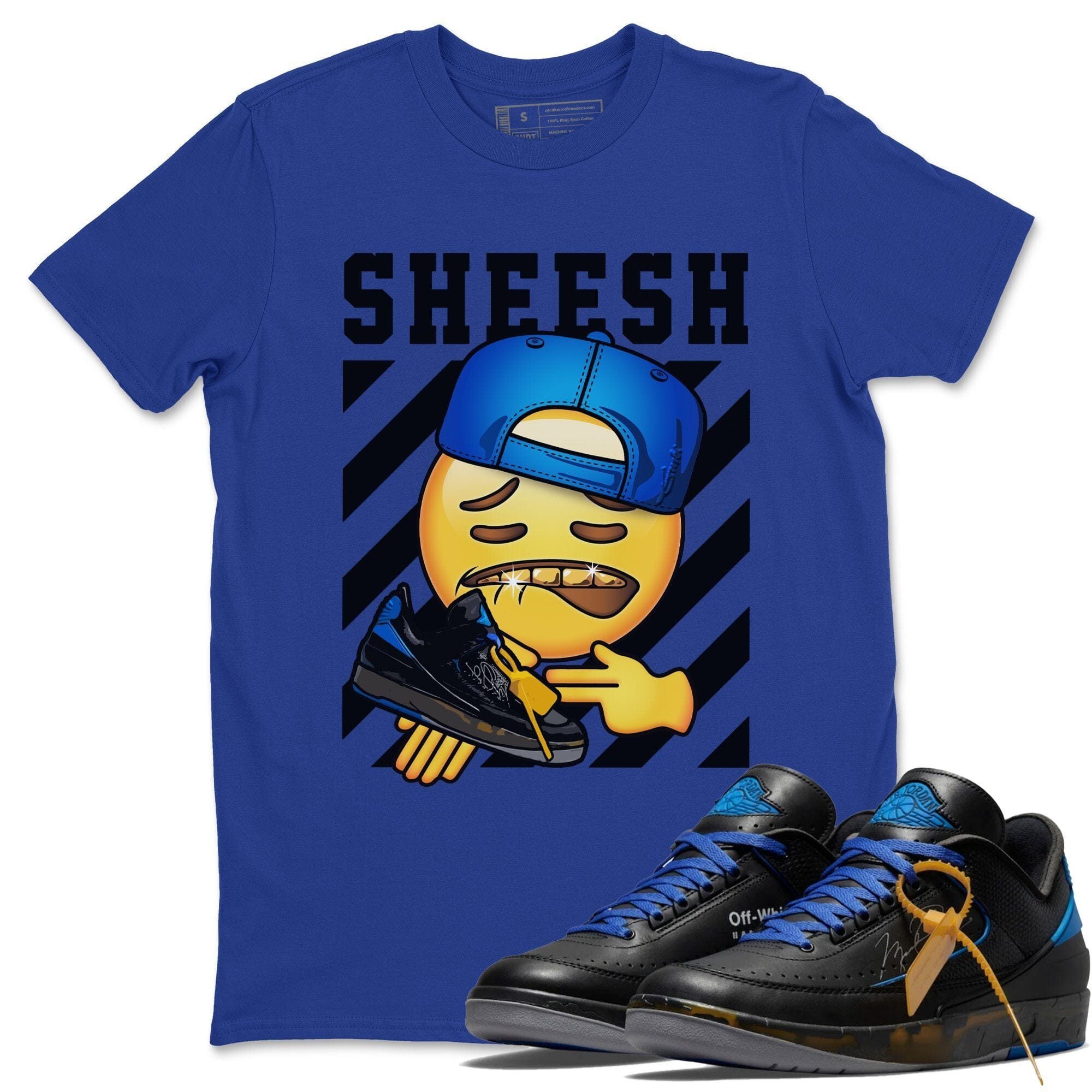 Jordan 2 OFF-WHITE Black Blue Shirt To Match Jordans Sheesh Sneaker Tees Jordan 2 OFF-WHITE Black Blue Drip Gear Zone Sneaker Matching Clothing Unisex Shirts