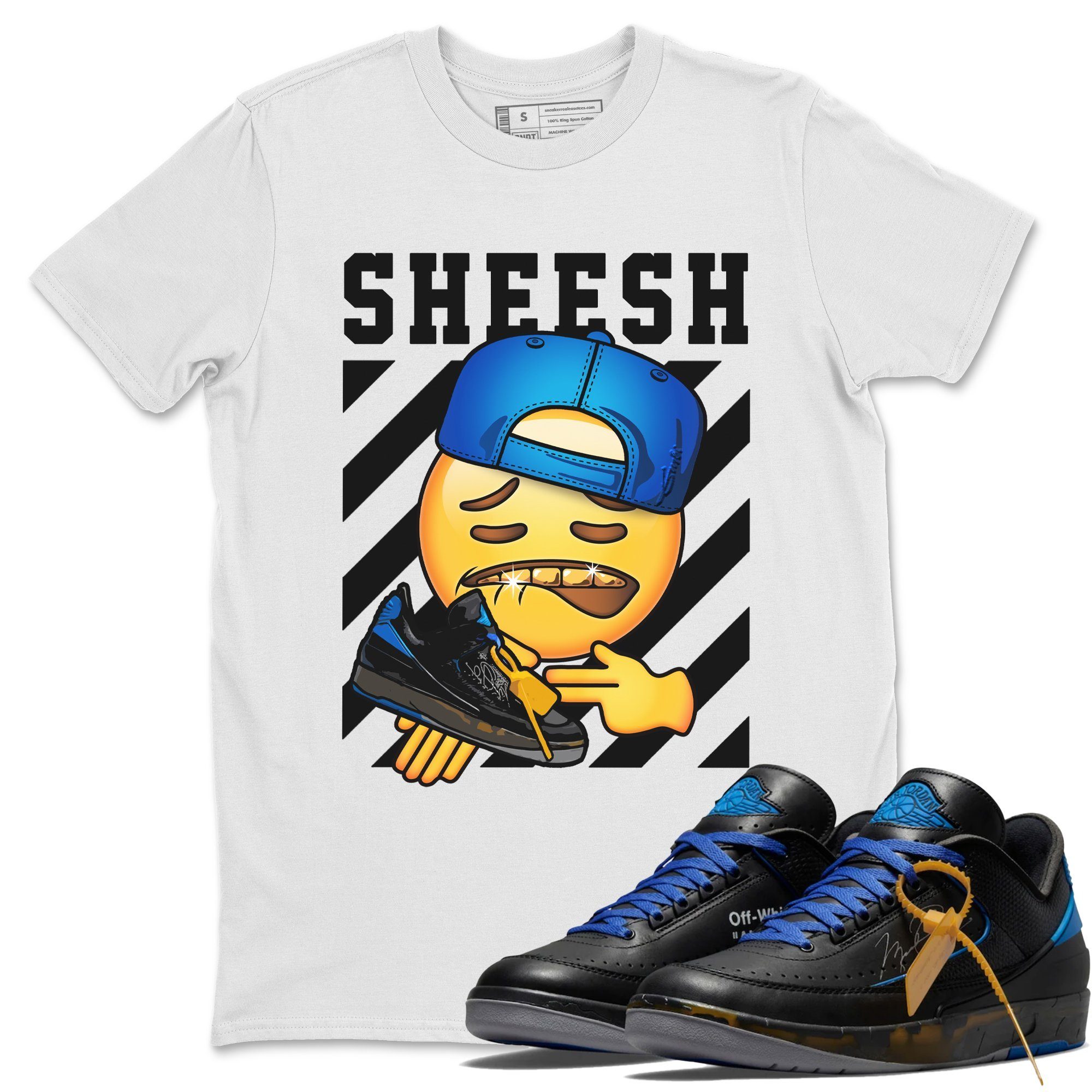 Jordan 2 OFF-WHITE Black Blue Shirt To Match Jordans Sheesh Sneaker Tees Jordan 2 OFF-WHITE Black Blue Drip Gear Zone Sneaker Matching Clothing Unisex Shirts