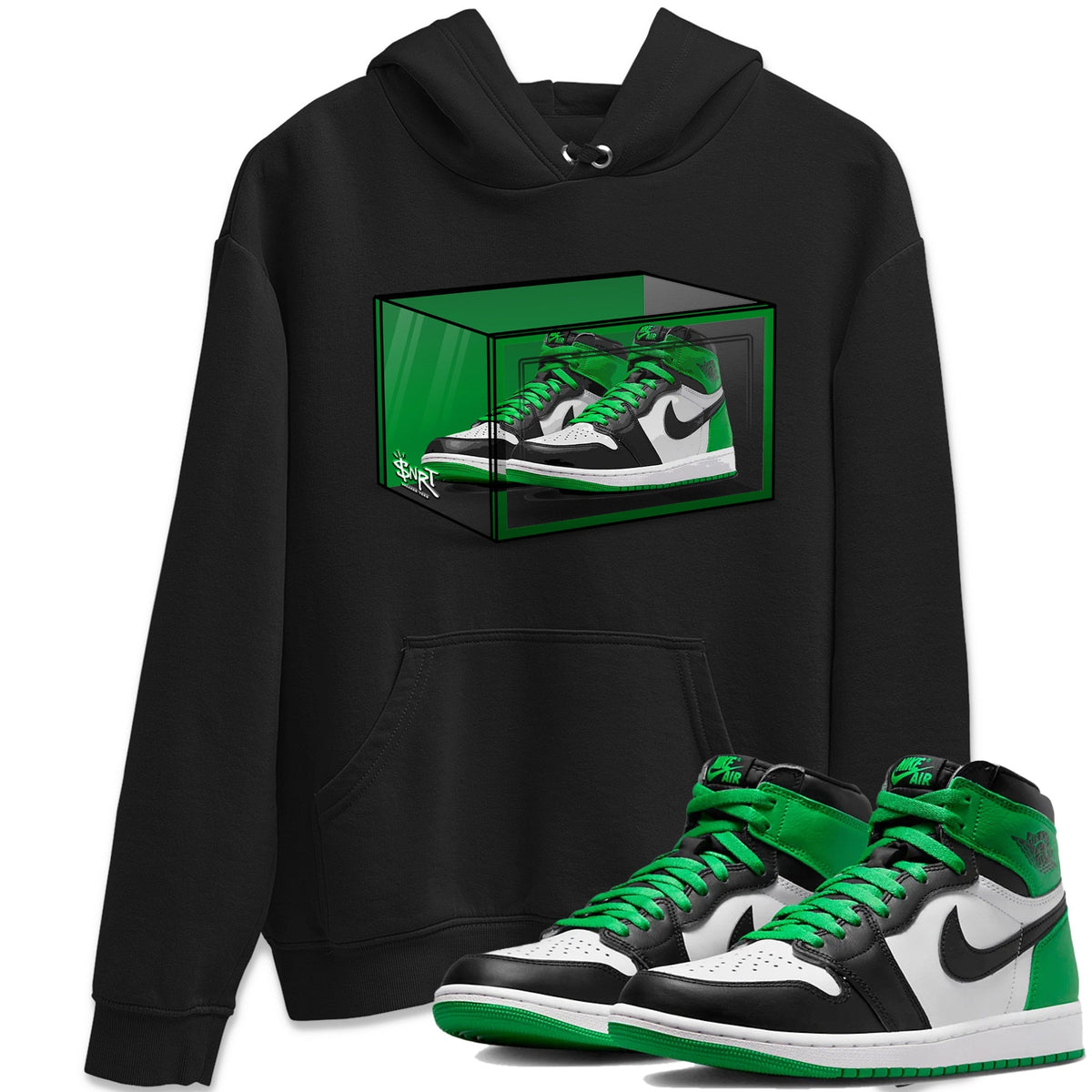 Air Jordan 1 Celtics Sneaker Match Tees Shoe Box Shirts Air Jordan 1 Lucky Green Celtics Tees Unisex Shirts Black 1