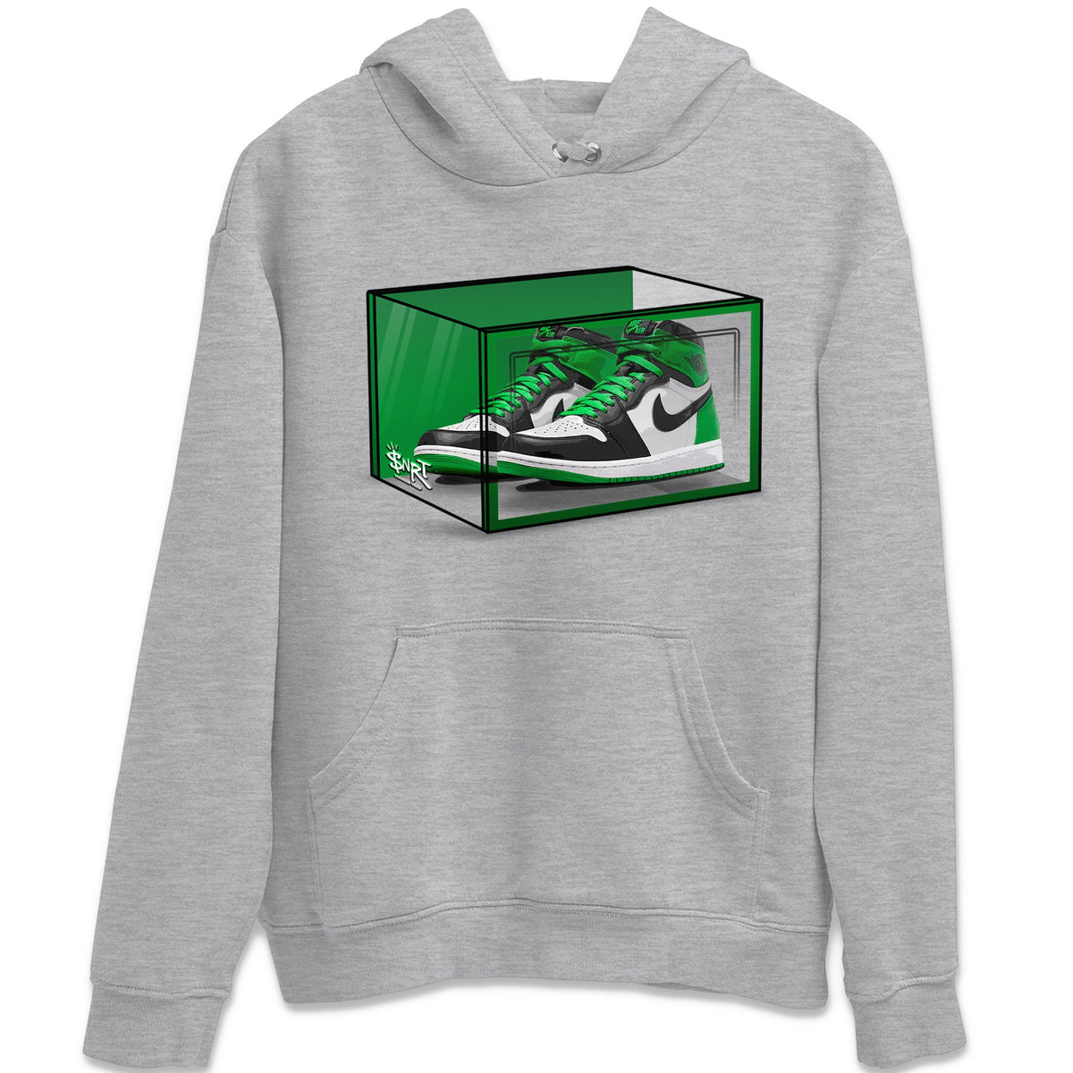 Air Jordan 1 Celtics Sneaker Match Tees Shoe Box Shirts Air Jordan 1 Lucky Green Celtics Tees Unisex Shirts Heather Grey 2