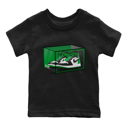 Air Jordan 1 Celtics Sneaker Match Tees Shoe Box Shirts Air Jordan 1 Lucky Green Celtics Tees Kids Shirts Black 2