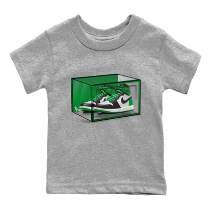 Air Jordan 1 Celtics Sneaker Match Tees Shoe Box Shirts Air Jordan 1 Lucky Green Celtics Tees Kids Shirts Heather Grey 2