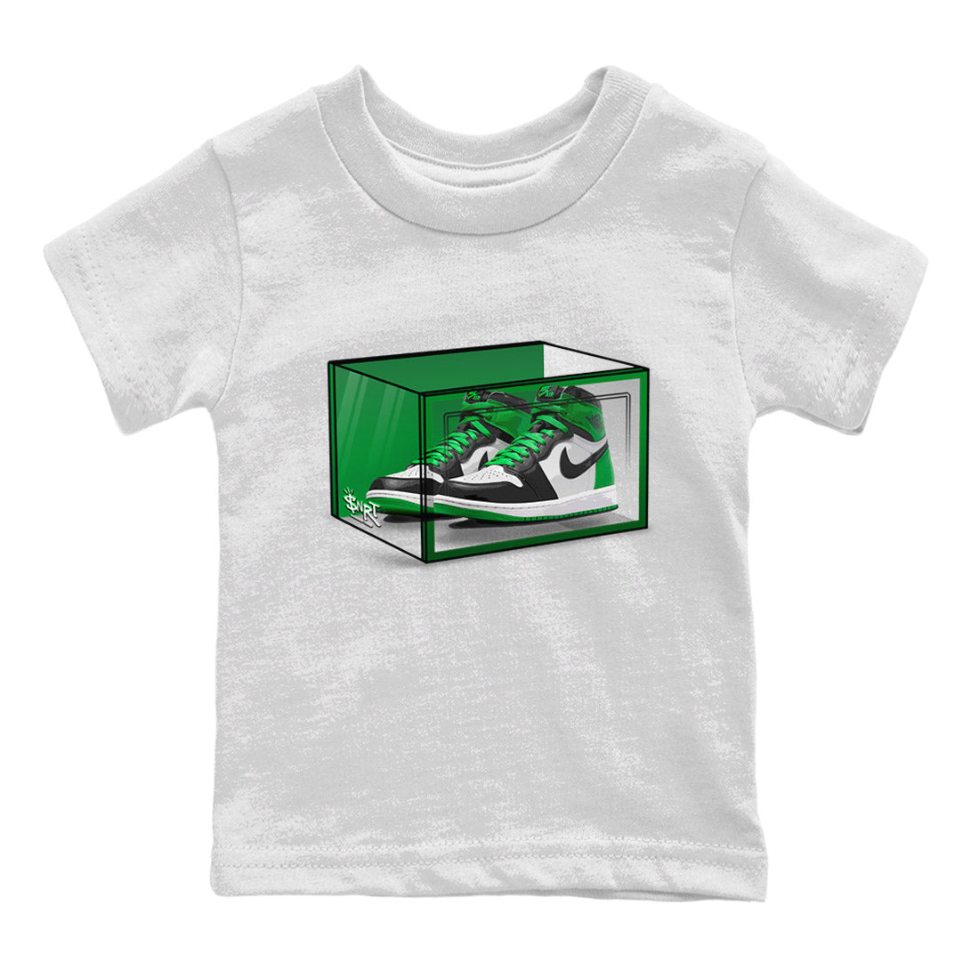 Air Jordan 1 Celtics Sneaker Match Tees Shoe Box Shirts Air Jordan 1 Lucky Green Celtics Tees Kids Shirts White 2