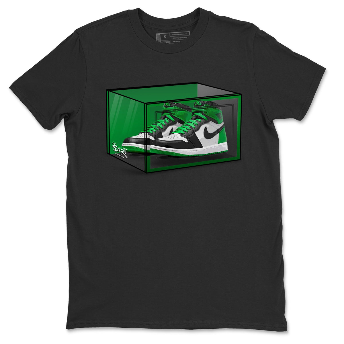 Air Jordan 1 Celtics Sneaker Match Tees Shoe Box Shirts Air Jordan 1 Lucky Green Celtics Tees Unisex Shirts Black 2