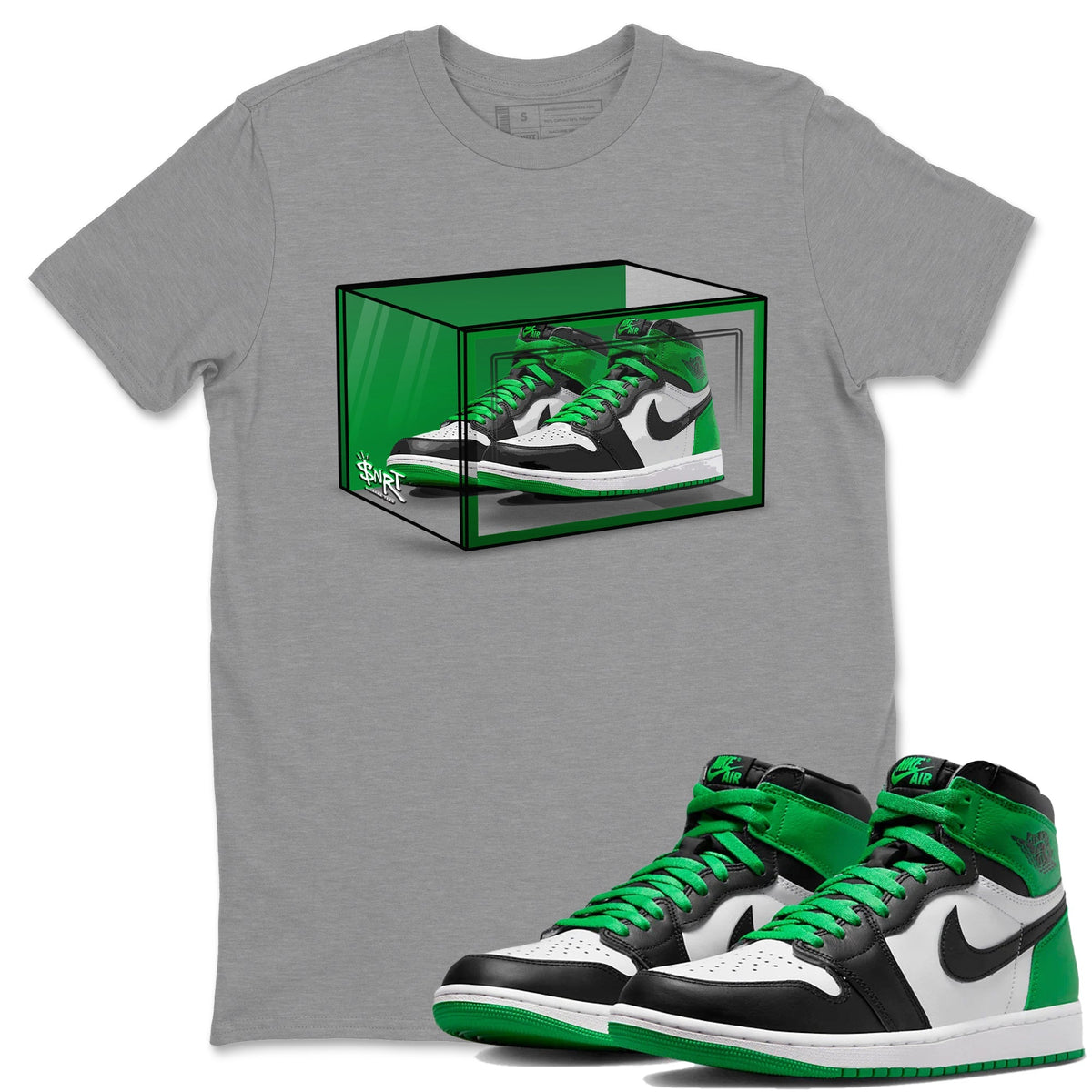Air Jordan 1 Celtics Shoe Box Crew Neck Shirts Air Jordan 1 Celtics Sneaker T-Shirts Size Chart