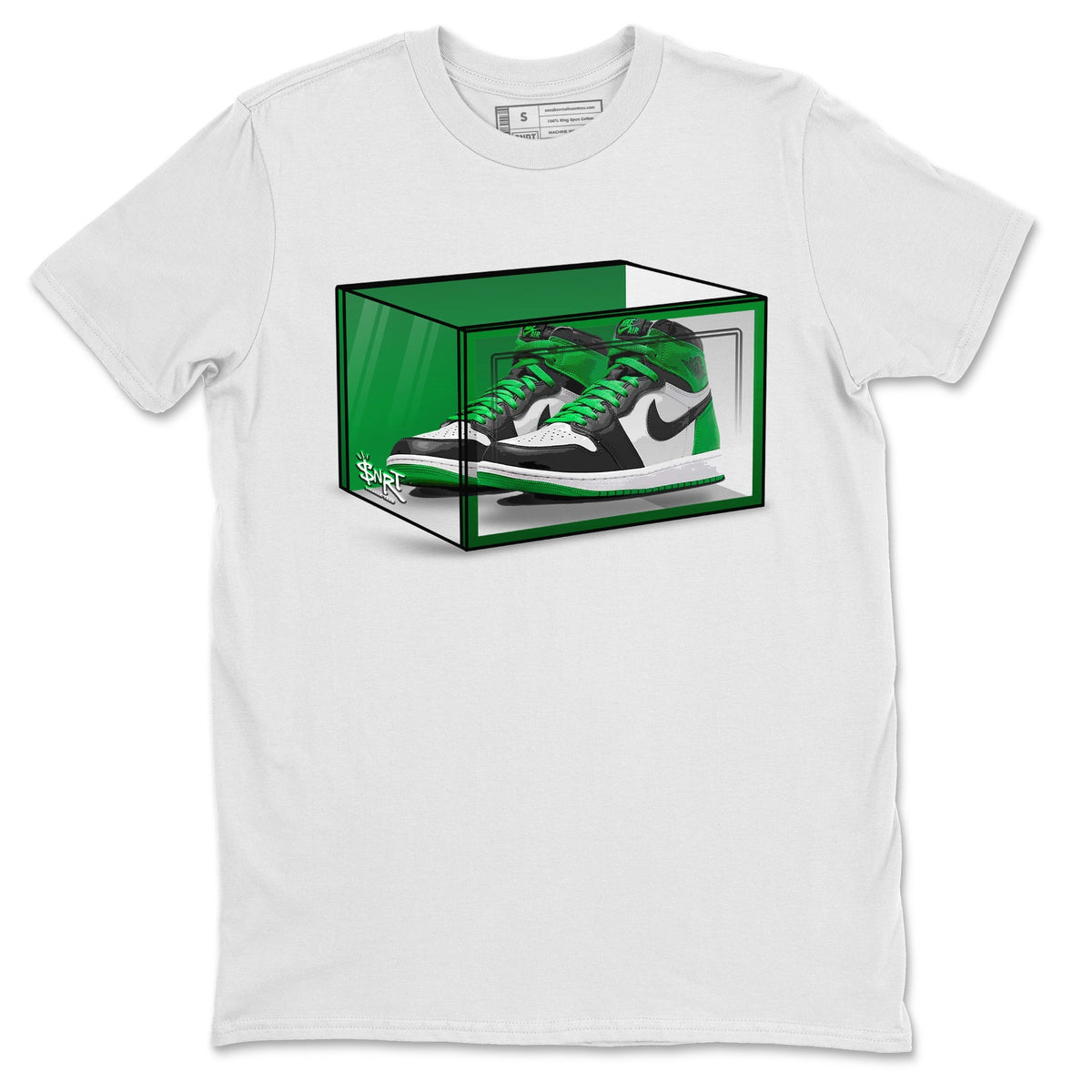 Air Jordan 1 Celtics Sneaker Match Tees Shoe Box Shirts Air Jordan 1 Lucky Green Celtics Tees Unisex Shirts White 2