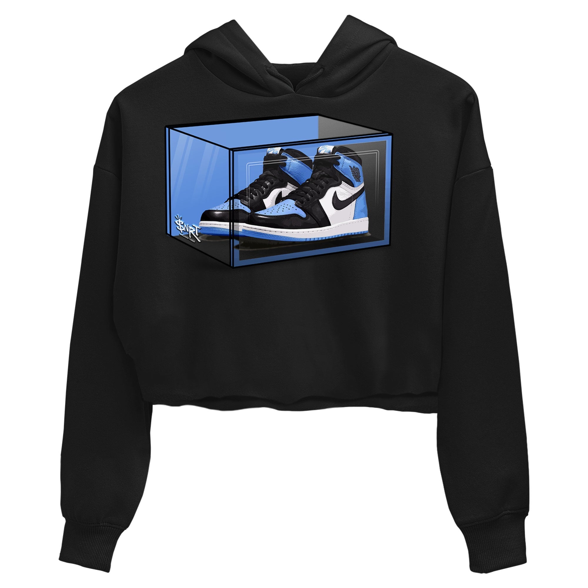 Air Jordan 1 Retro High OG UNC Toe shirt to match jordans Shoe Box Streetwear Sneaker Shirt UNC Toe 1s Drip Gear Zone Sneaker Matching Clothing Black 2 Crop T-Shirt