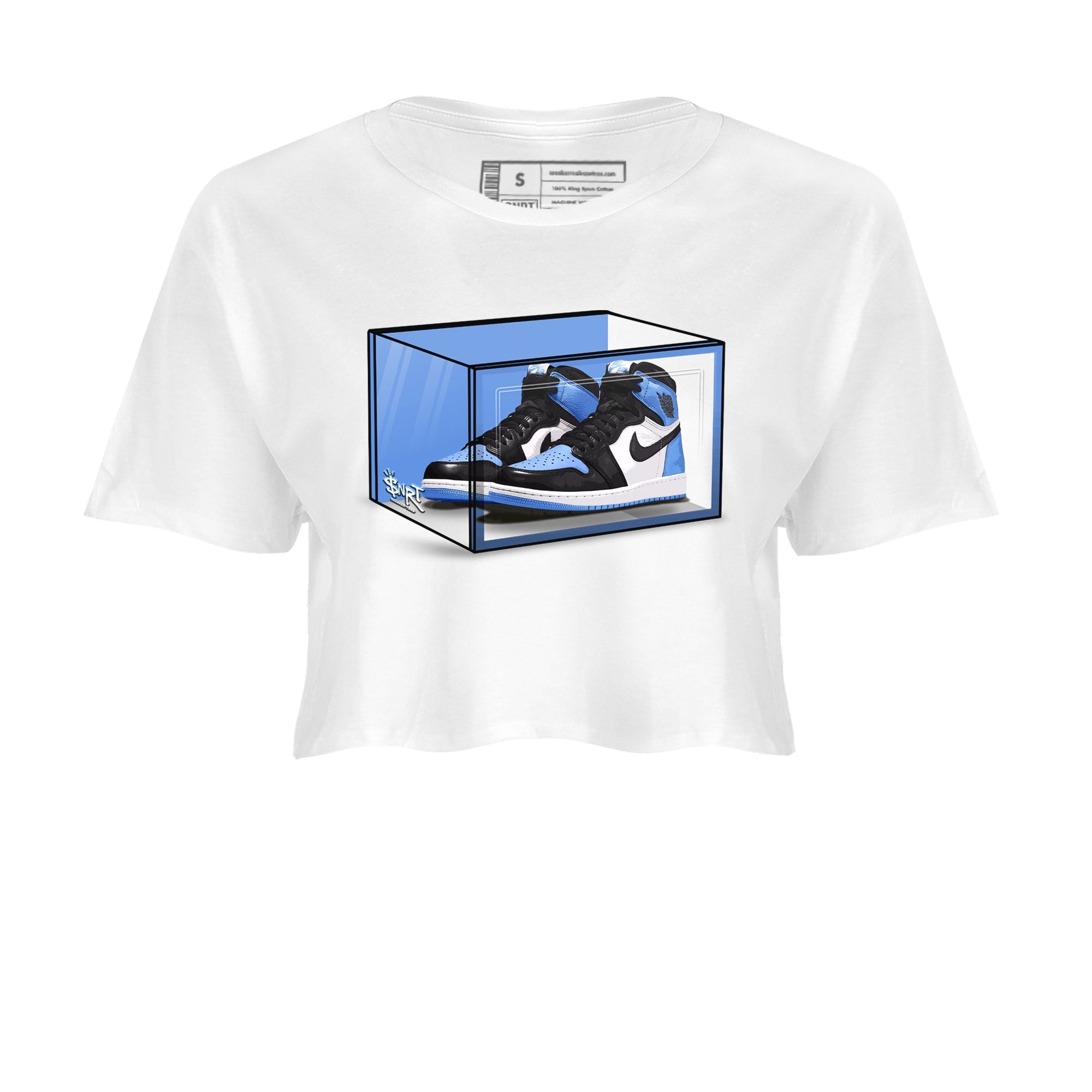 Air Jordan 1 Retro High OG UNC Toe shirt to match jordans Shoe Box Streetwear Sneaker Shirt UNC Toe 1s Drip Gear Zone Sneaker Matching Clothing White 2 Crop T-Shirt