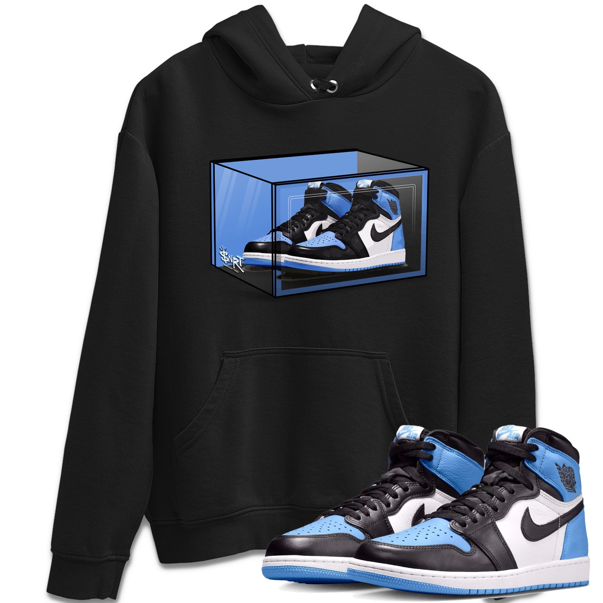 Air Jordan 1 Retro High OG UNC Toe shirt to match jordans Shoe Box Streetwear Sneaker Shirt UNC Toe 1s Drip Gear Zone Sneaker Matching Clothing Unisex Black 1 T-Shirt