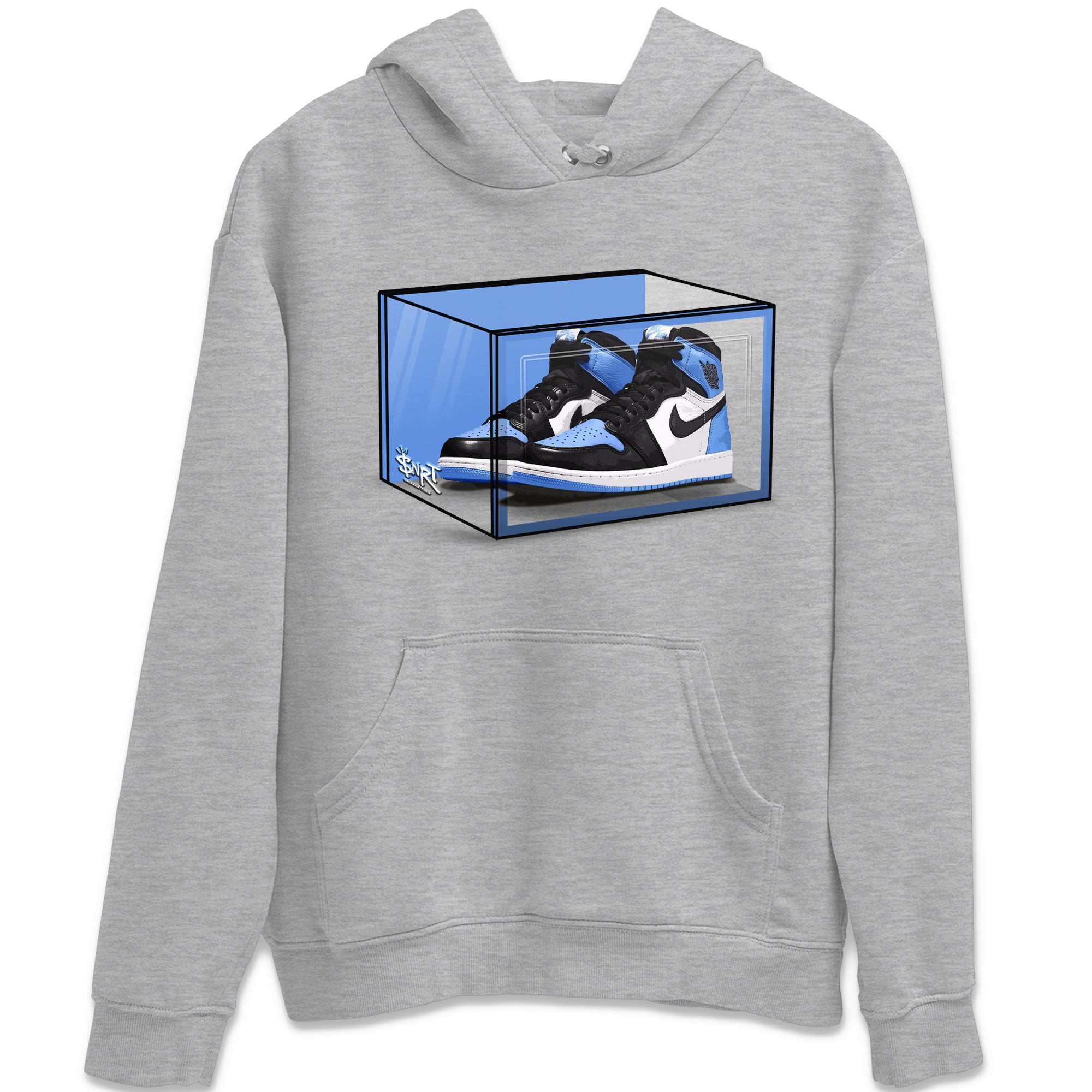 Air Jordan 1 Retro High OG UNC Toe shirt to match jordans Shoe Box Streetwear Sneaker Shirt UNC Toe 1s Drip Gear Zone Sneaker Matching Clothing Unisex Heather Grey 2 T-Shirt