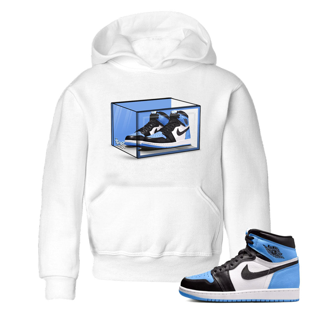 Air Jordan 1 Retro High OG UNC Toe shirt to match jordans Shoe Box Streetwear Sneaker Shirt UNC Toe 1s Drip Gear Zone Sneaker Matching Clothing Baby Toddler White 1 T-Shirt