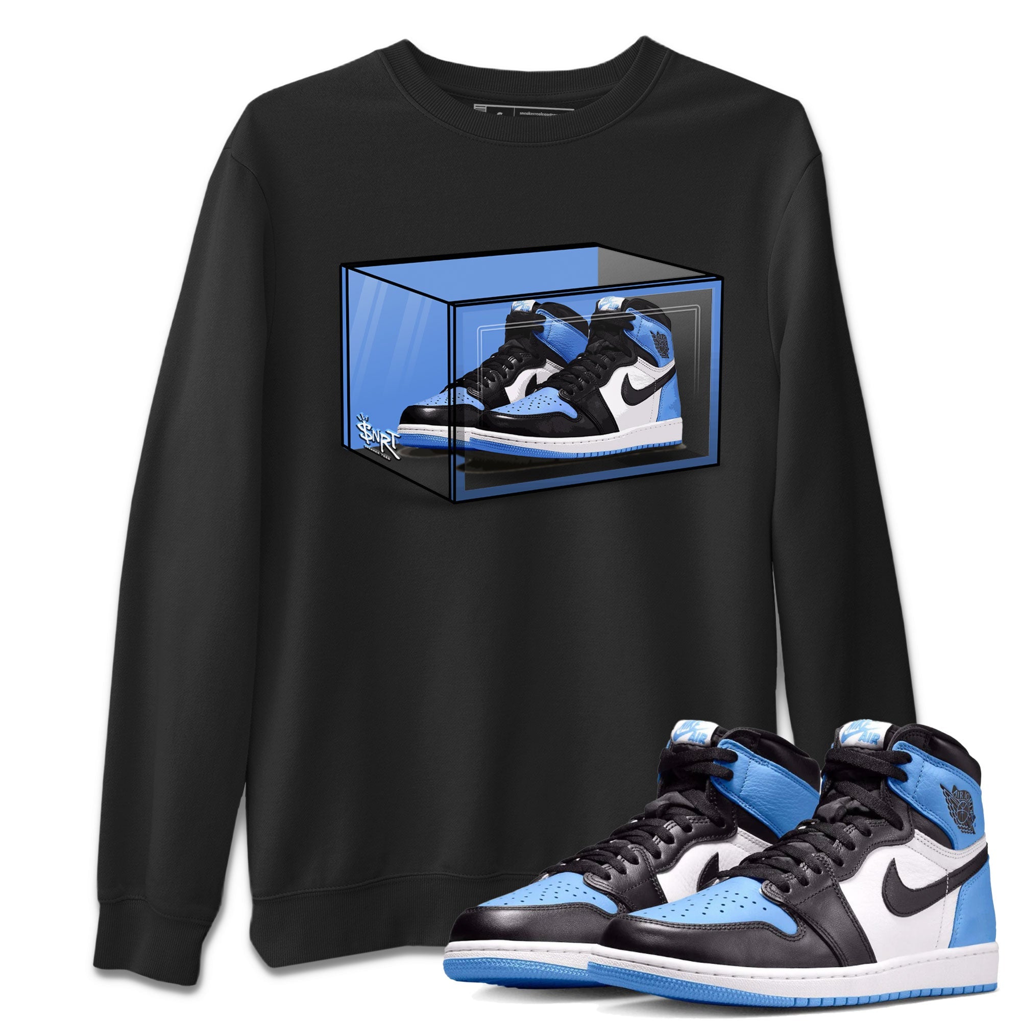 Air Jordan 1 Retro High OG UNC Toe shirt to match jordans Shoe Box Streetwear Sneaker Shirt UNC Toe 1s Drip Gear Zone Sneaker Matching Clothing Unisex Black 1 T-Shirt