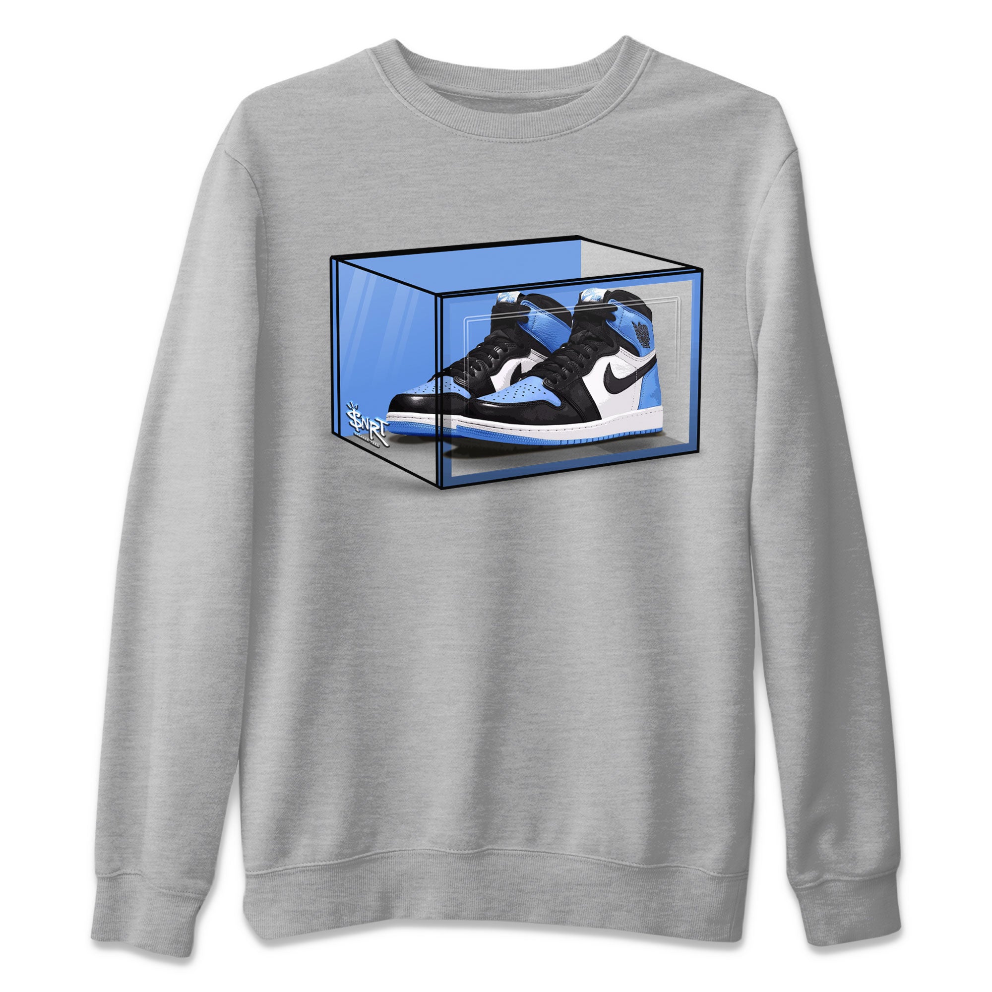 Air Jordan 1 Retro High OG UNC Toe shirt to match jordans Shoe Box Streetwear Sneaker Shirt UNC Toe 1s Drip Gear Zone Sneaker Matching Clothing Unisex Heather Grey 2 T-Shirt