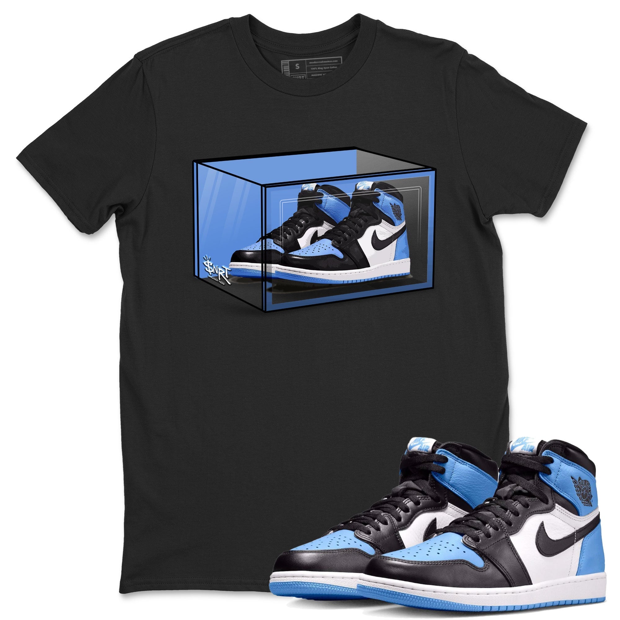 Air Jordan 1 Retro High OG UNC Toe shirt to match jordans Shoe Box Streetwear Sneaker Shirt UNC Toe 1s Drip Gear Zone Sneaker Matching Clothing Unisex Black 1 T-Shirt