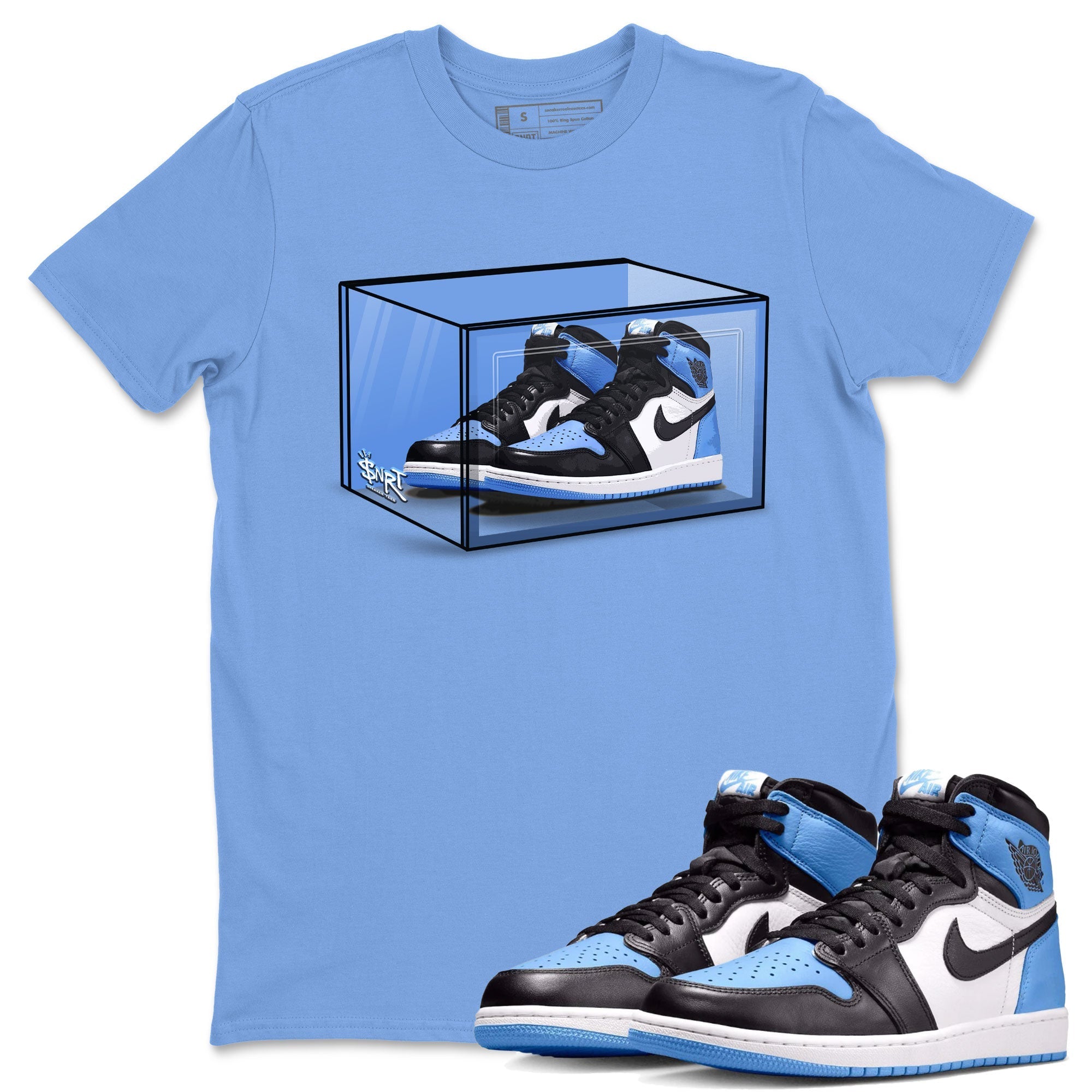 Air Jordan 1 Retro High OG UNC Toe shirt to match jordans Shoe Box Streetwear Sneaker Shirt UNC Toe 1s Drip Gear Zone Sneaker Matching Clothing Unisex Carolina Blue 1 T-Shirt