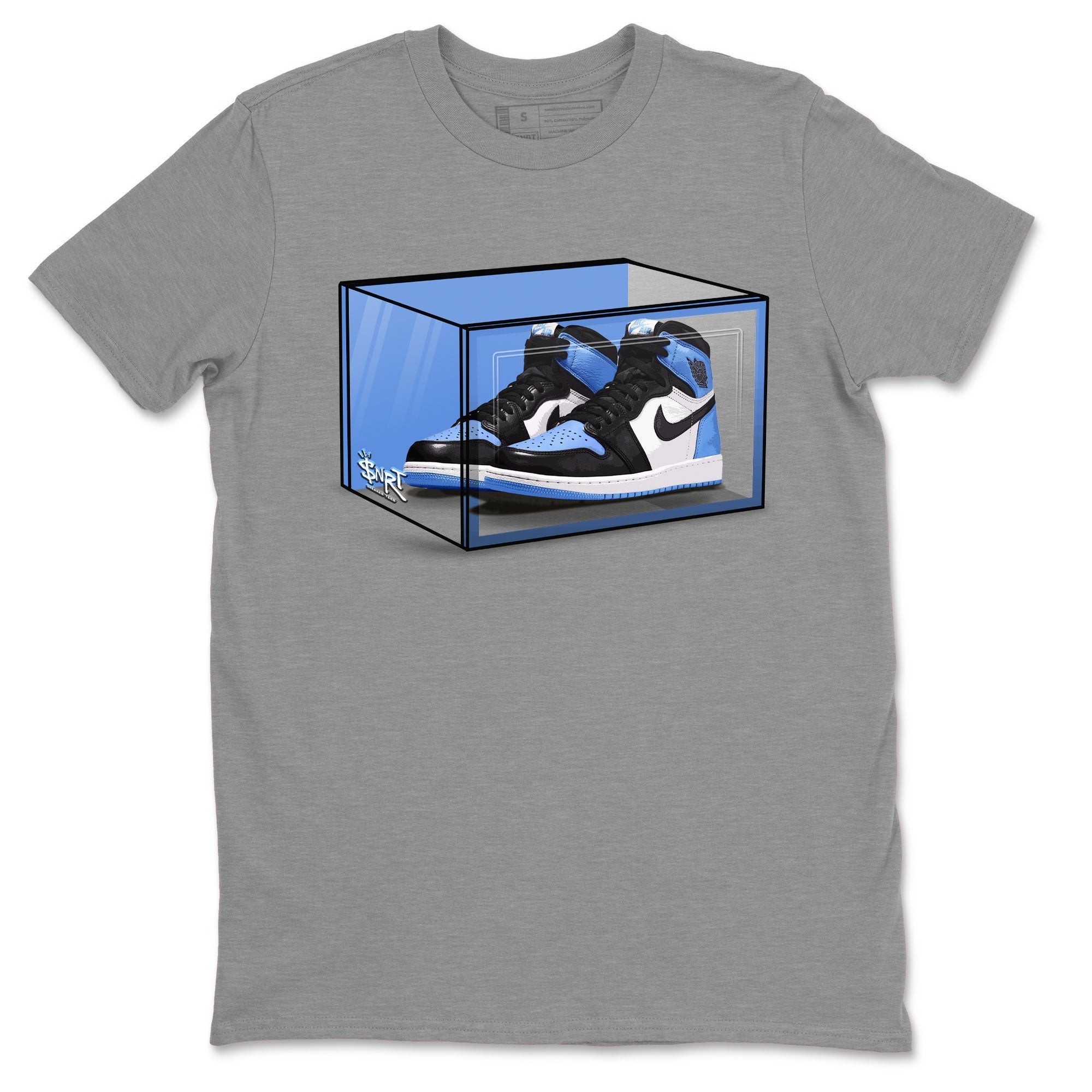 Air Jordan 1 Retro High OG UNC Toe shirt to match jordans Shoe Box Streetwear Sneaker Shirt UNC Toe 1s Drip Gear Zone Sneaker Matching Clothing Unisex Heather Grey 2 T-Shirt