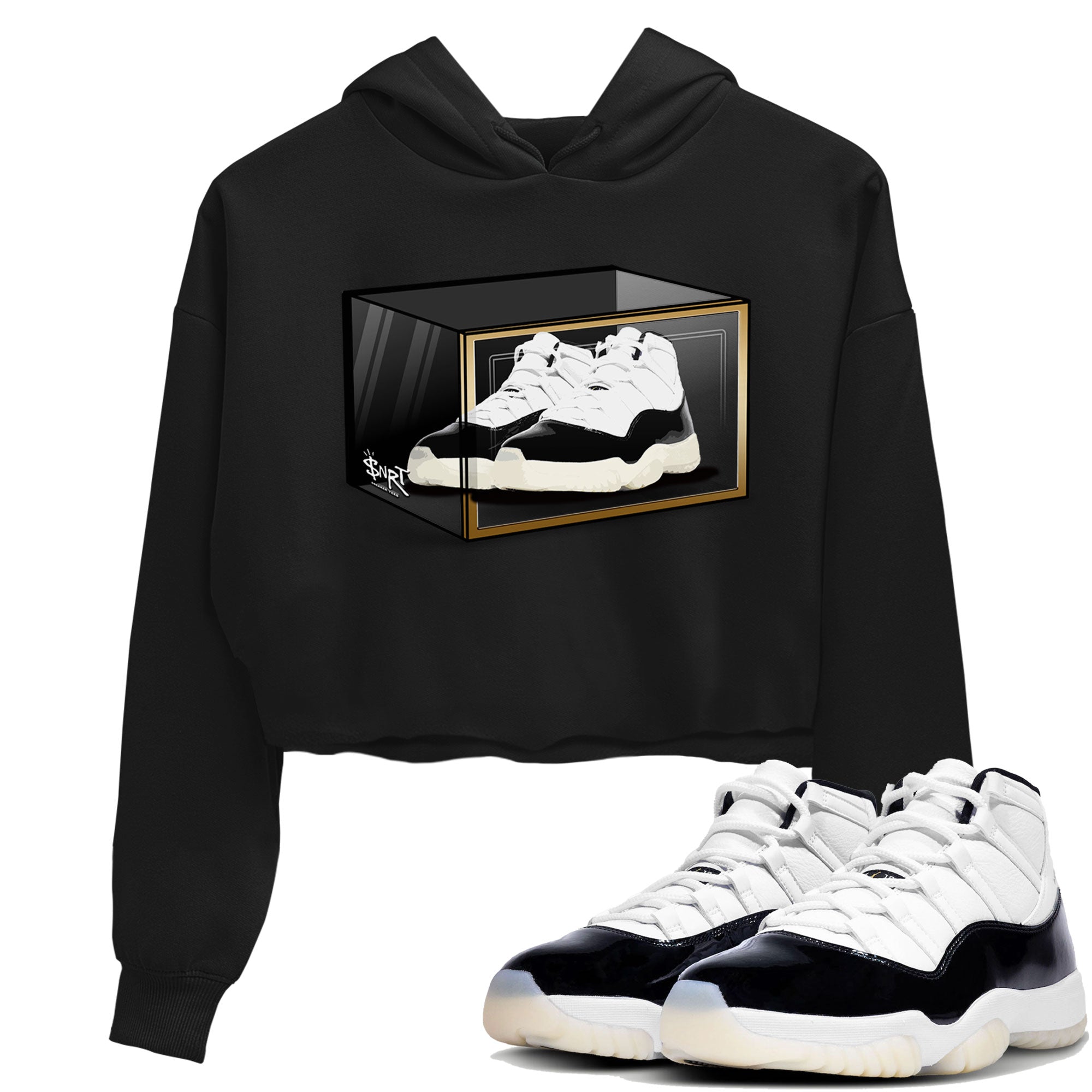 11s Gratitude shirt to match jordans Shoe Box sneaker tees Air Jordan 11 Gratitude Drip Gear Zone Sneaker Matching Shirt Black 1 Crop T-Shirt