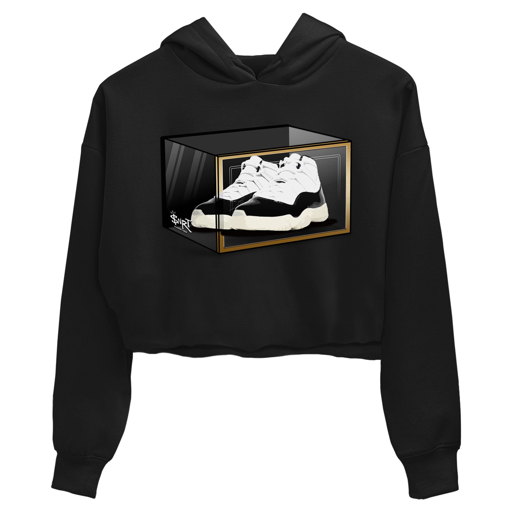 11s Gratitude shirt to match jordans Shoe Box sneaker tees Air Jordan 11 Gratitude Drip Gear Zone Sneaker Matching Shirt Black 2 Crop T-Shirt