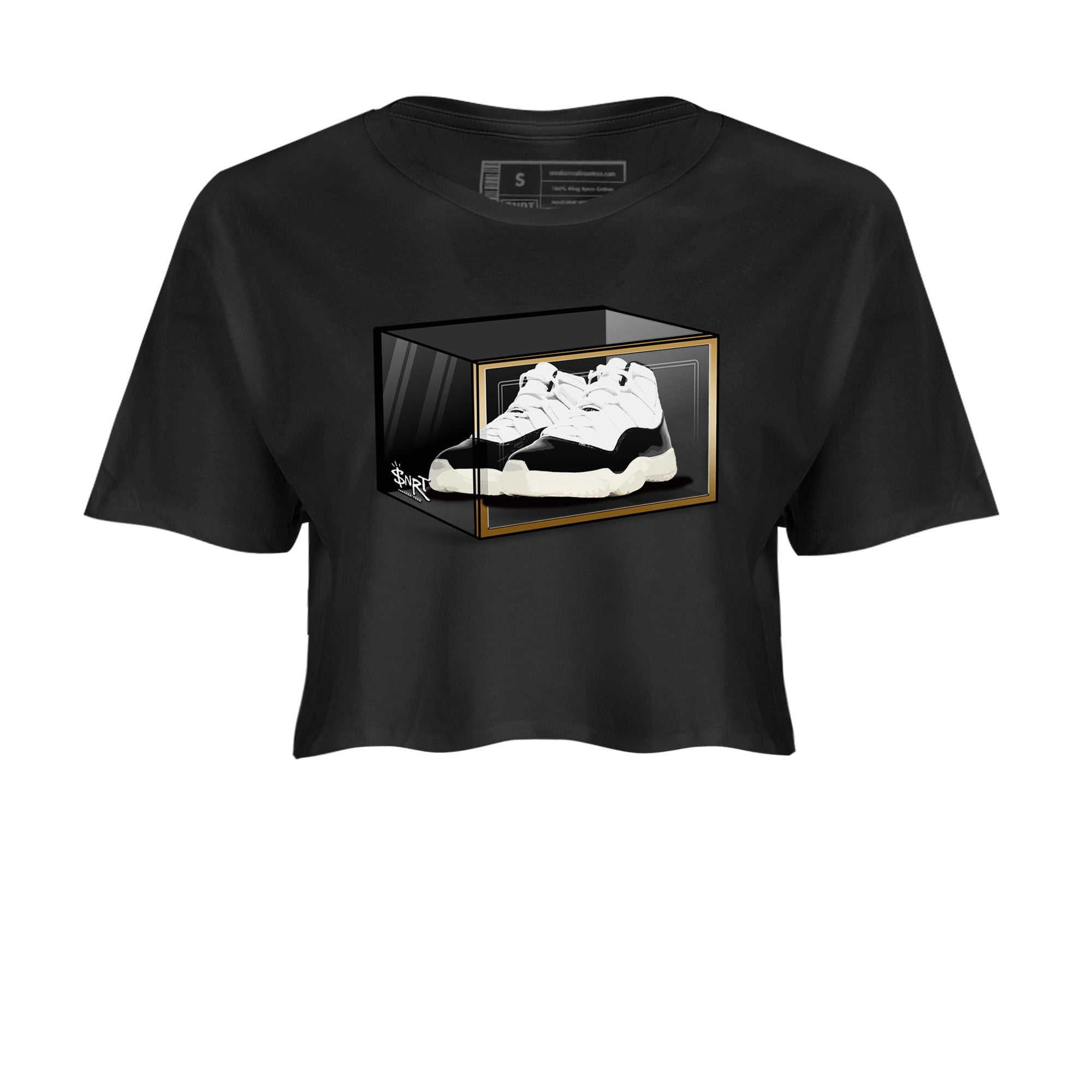 11s Gratitude shirt to match jordans Shoe Box sneaker tees Air Jordan 11 Gratitude Drip Gear Zone Sneaker Matching Shirt Black 2 Crop T-Shirt