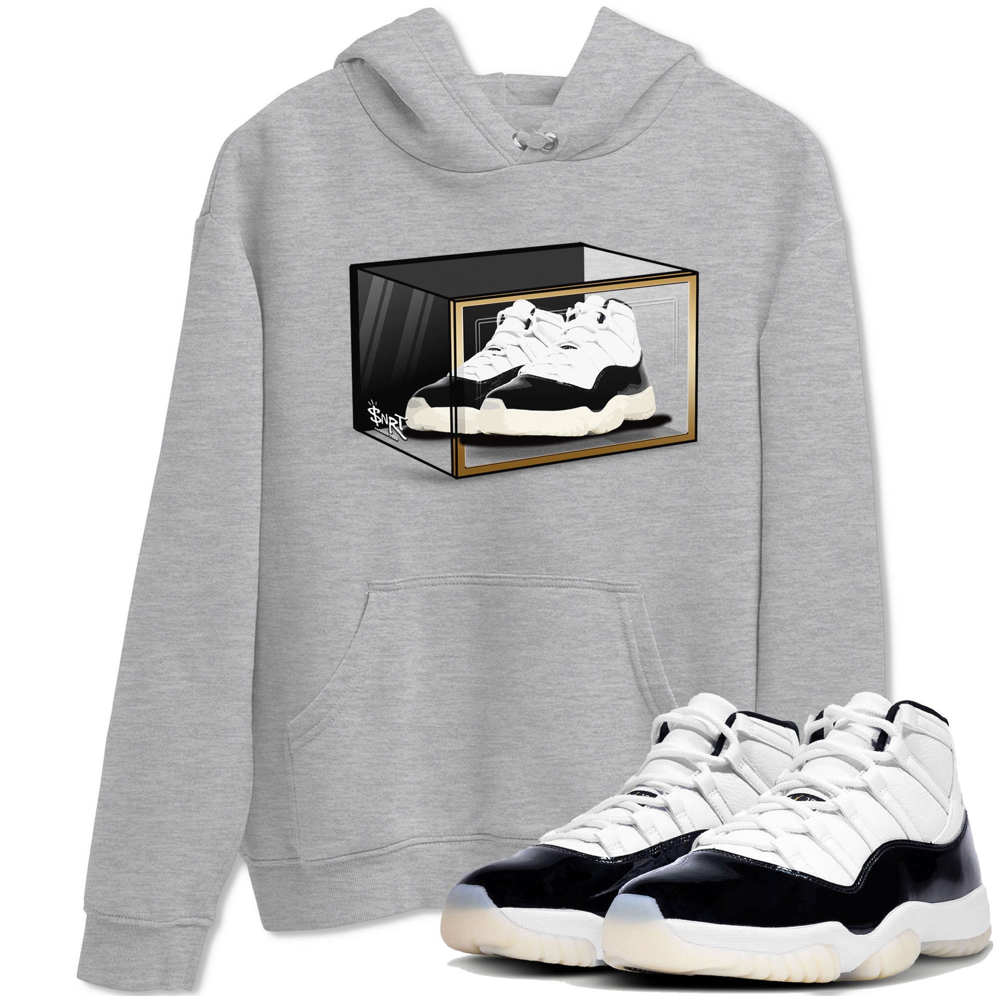 11s Gratitude shirt to match jordans Shoe Box sneaker tees Air Jordan 11 Gratitude Drip Gear Zone Sneaker Matching Shirt Unisex Heather Grey 1 T-Shirt