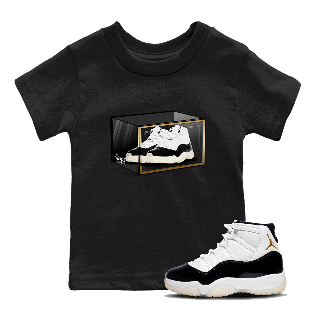 11s Gratitude shirt to match jordans Shoe Box sneaker tees Air Jordan 11 Gratitude Drip Gear Zone Sneaker Matching Shirt Baby Toddler Black 1 T-Shirt