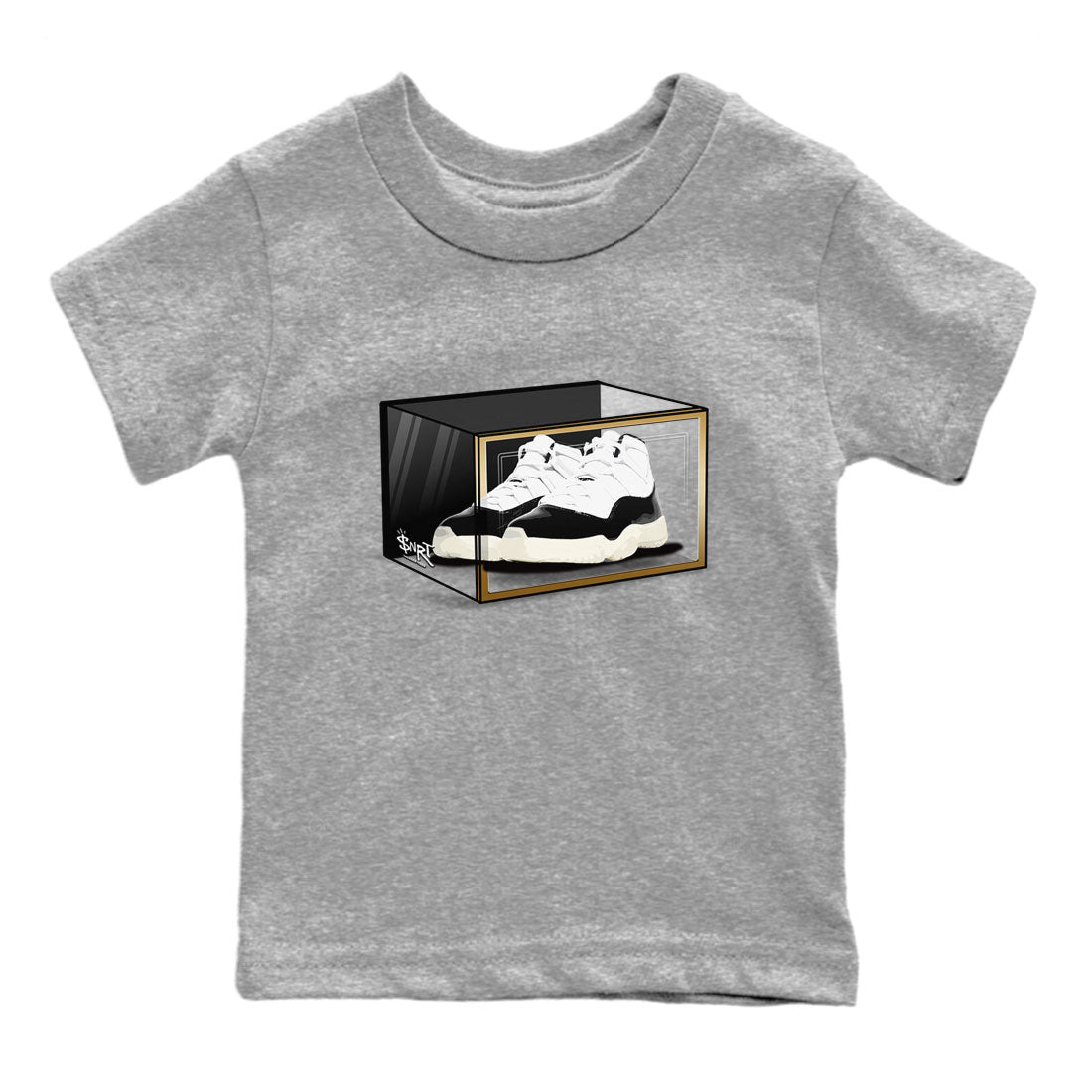 11s Gratitude shirt to match jordans Shoe Box sneaker tees Air Jordan 11 Gratitude Drip Gear Zone Sneaker Matching Shirt Baby Toddler Heather Grey 2 T-Shirt