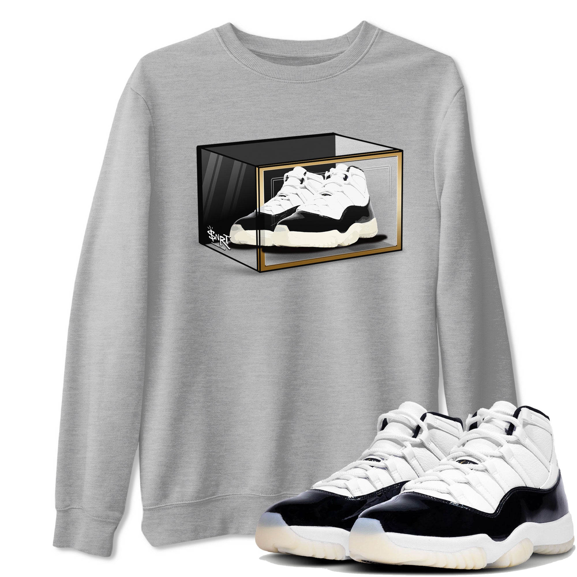 11s Gratitude shirt to match jordans Shoe Box sneaker tees Air Jordan 11 Gratitude Drip Gear Zone Sneaker Matching Shirt Unisex Heather Grey 1 T-Shirt
