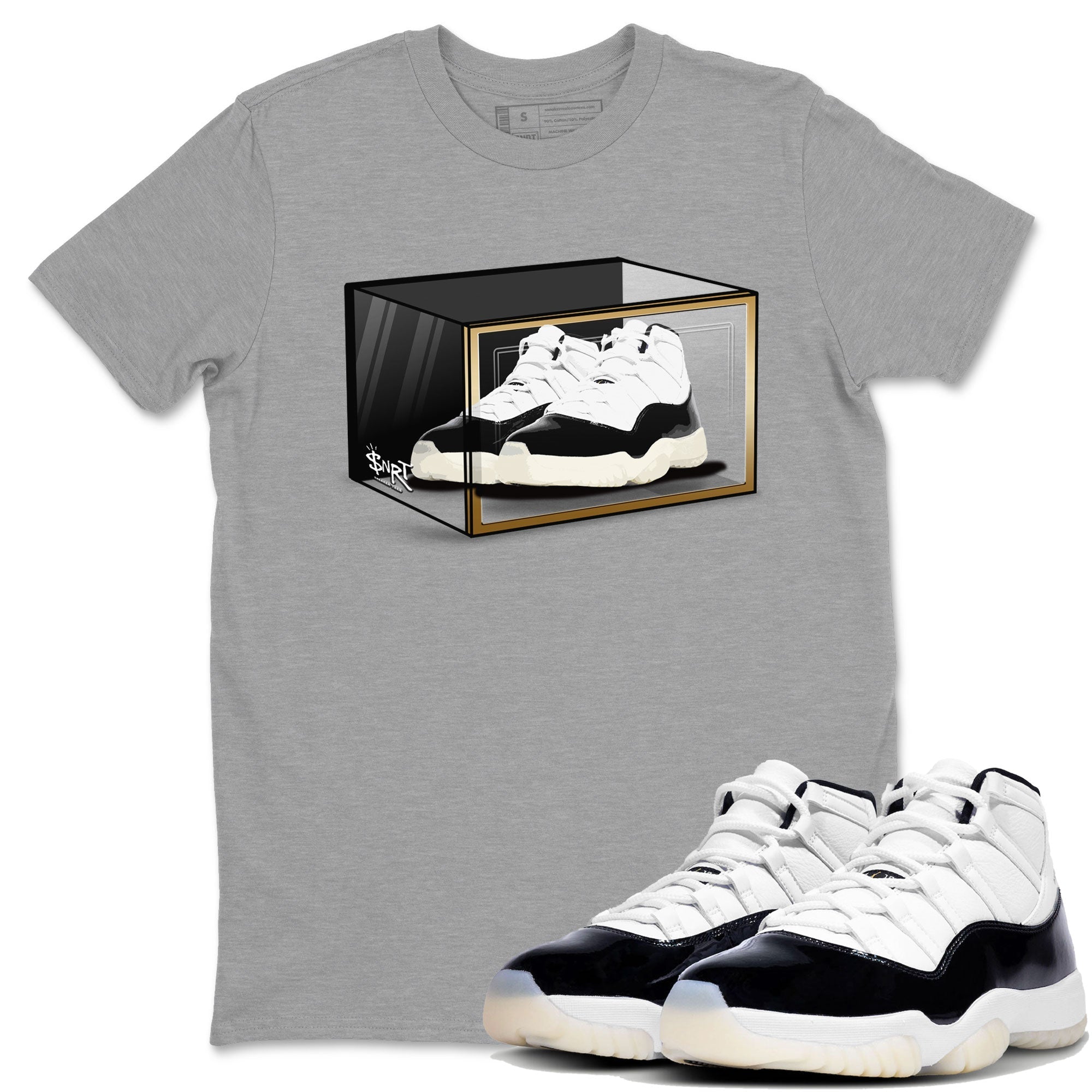 11s Gratitude shirt to match jordans Shoe Box sneaker tees Air Jordan 11 Gratitude Drip Gear Zone Sneaker Matching Shirt Unisex Heather Grey 1 T-Shirt