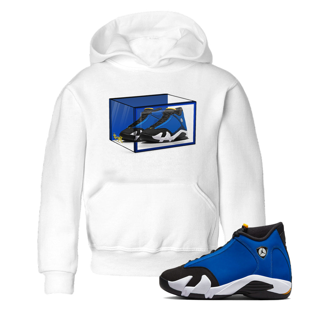 Air Jordan 14 Laney Sneaker Match Tees Shoe Box Sneaker Tees Jordan 14 Laney Sneaker Release Tees Kids Shirts White 1