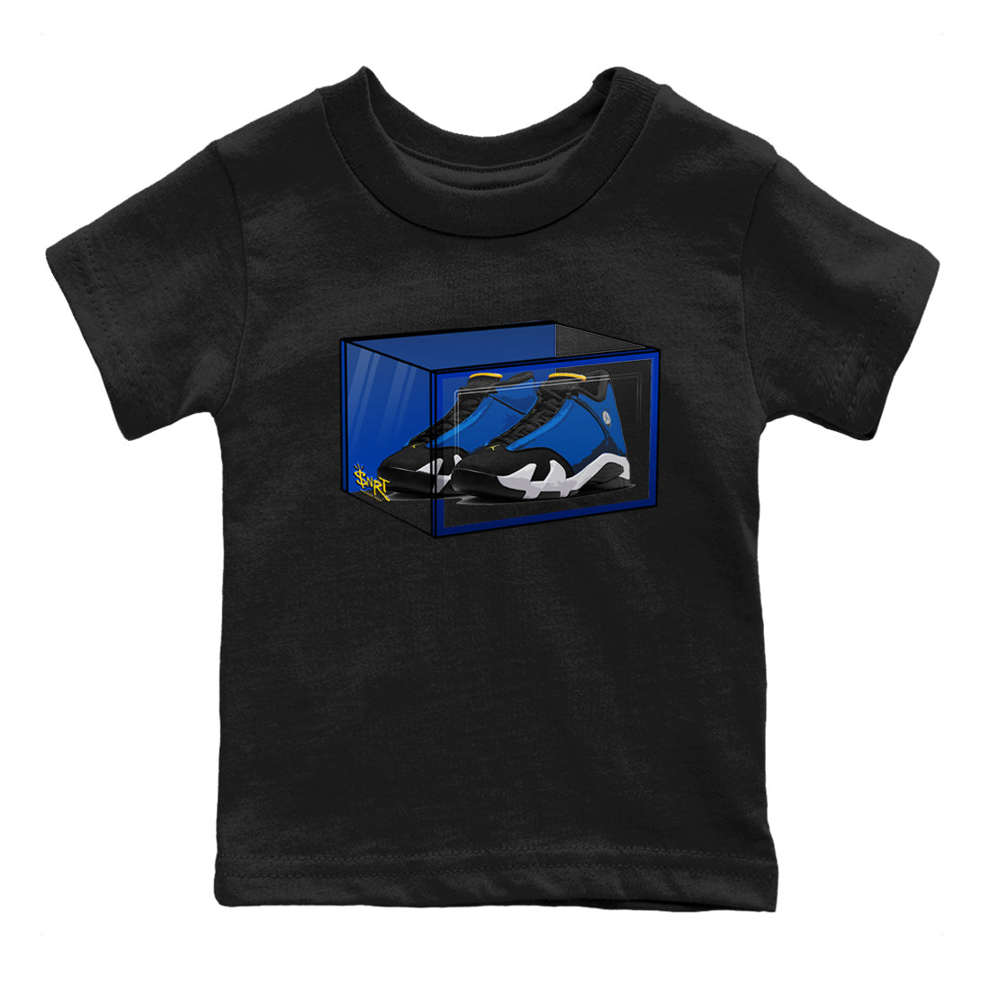 Air Jordan 14 Laney Sneaker Match Tees Shoe Box Sneaker Tees Jordan 14 Laney Sneaker Release Tees Kids Shirts Black 2