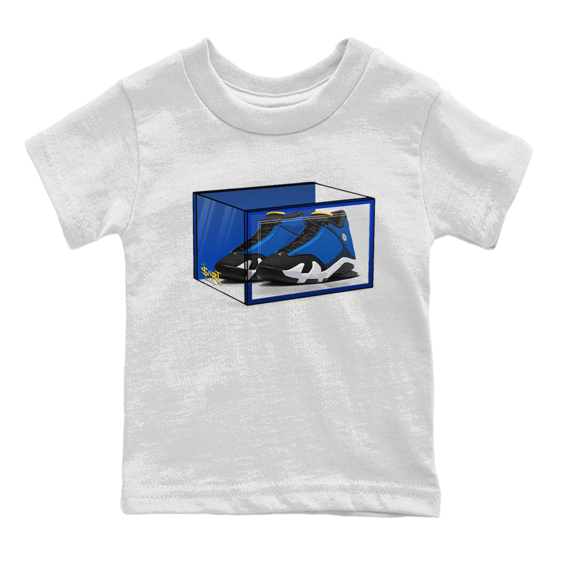 Air Jordan 14 Laney Sneaker Match Tees Shoe Box Sneaker Tees Jordan 14 Laney Sneaker Release Tees Kids Shirts White 2