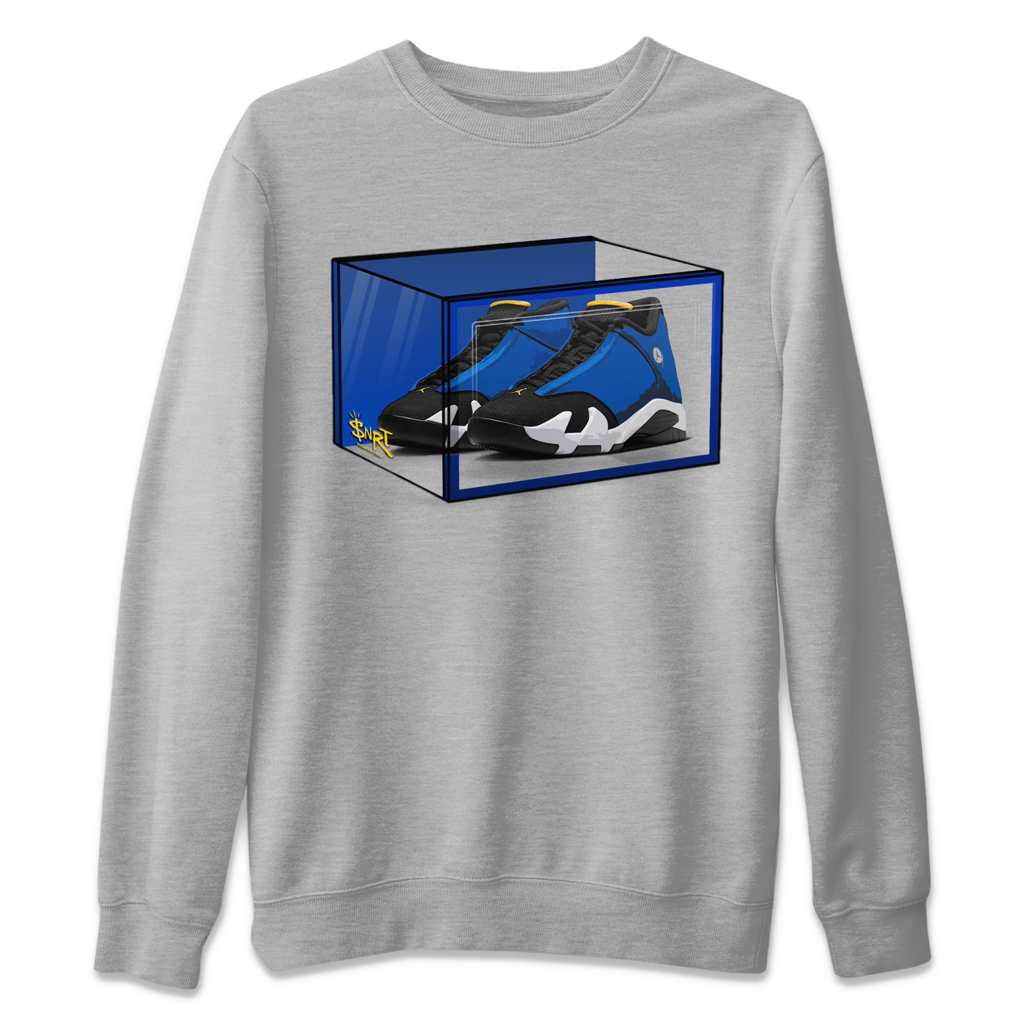 Air Jordan 14 Laney Sneaker Match Tees Shoe Box Sneaker Tees Jordan 14 Laney Sneaker Release Tees Unisex Shirts Heather Grey 2