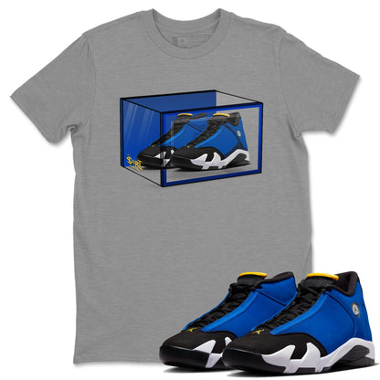 Air Jordan 14 Laney Sneaker Match Tees Shoe Box Sneaker Tees Jordan 14 Laney Sneaker Release Tees Unisex Shirts Heather Grey 1