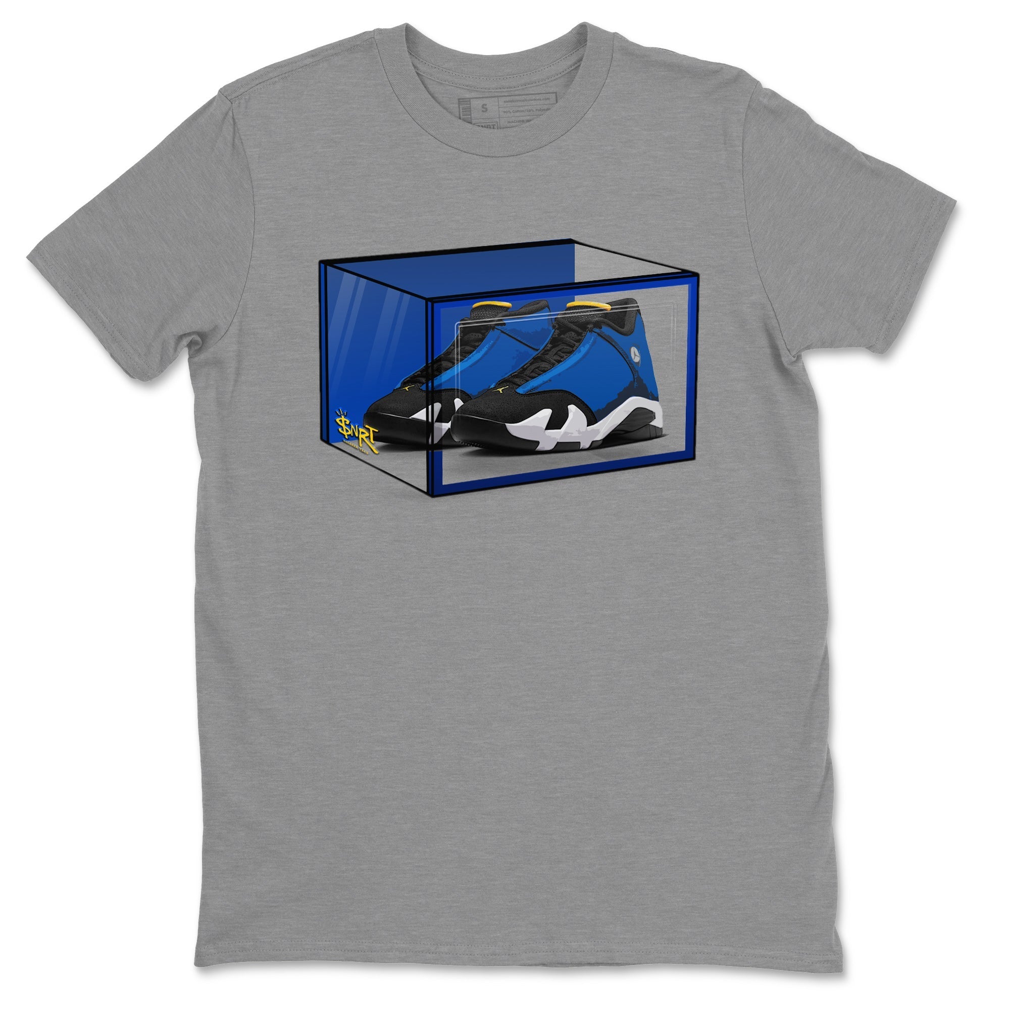 Air Jordan 14 Laney Sneaker Match Tees Shoe Box Sneaker Tees Jordan 14 Laney Sneaker Release Tees Unisex Shirts Heather Grey 2