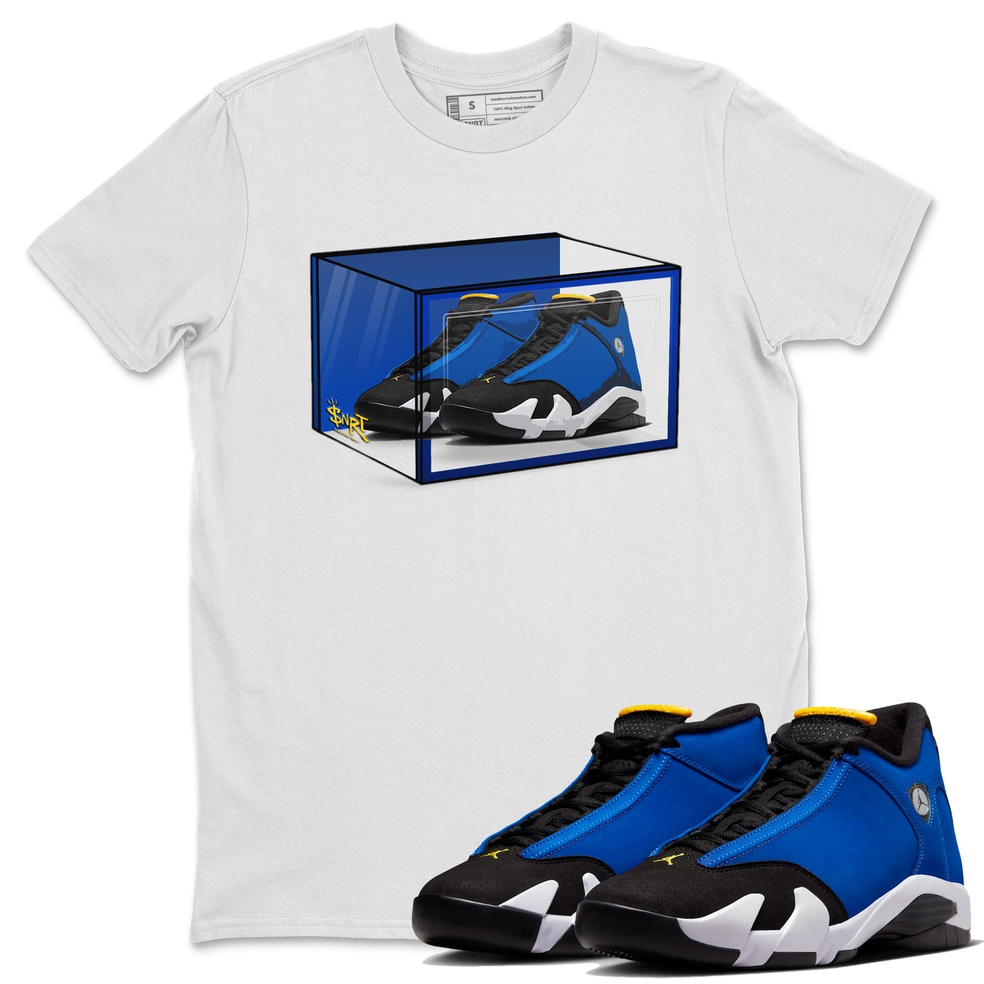 Air Jordan 14 Laney Sneaker Match Tees Shoe Box Sneaker Tees Jordan 14 Laney Sneaker Release Tees Unisex Shirts White 1