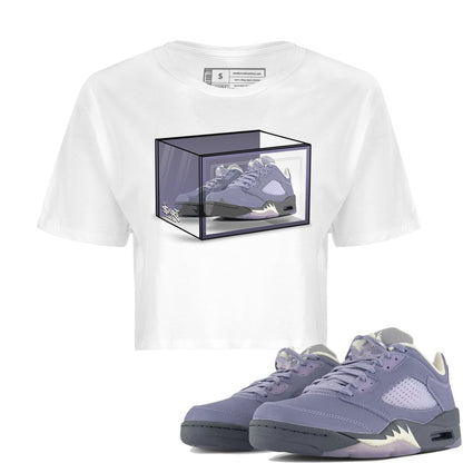 Air Jordan 5 Indigo Haze Sneaker Match Tees Shoe Box Sneaker Tees 5s Indigo Haze Sneaker Release Tees Women's Shirts White 1