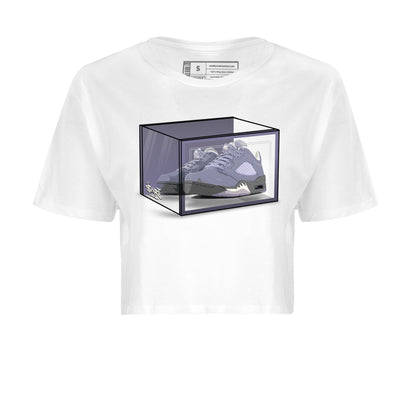 Air Jordan 5 Indigo Haze Sneaker Match Tees Shoe Box Sneaker Tees 5s Indigo Haze Sneaker Release Tees Women's Shirts White 2