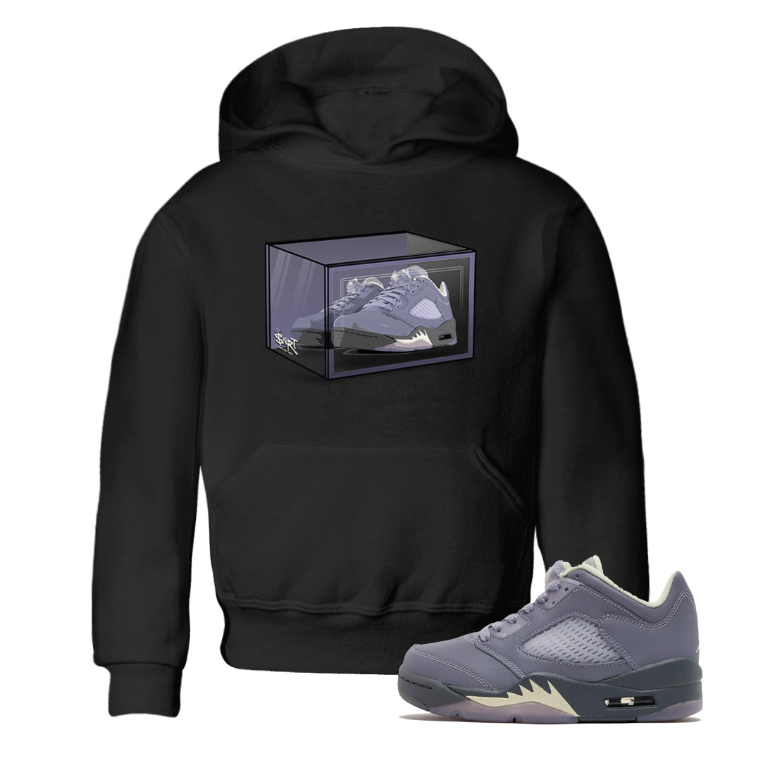 Air Jordan 5 Indigo Haze Sneaker Match Tees Shoe Box Sneaker Tees 5s Indigo Haze Sneaker Release Tees Kids Shirts Black 1