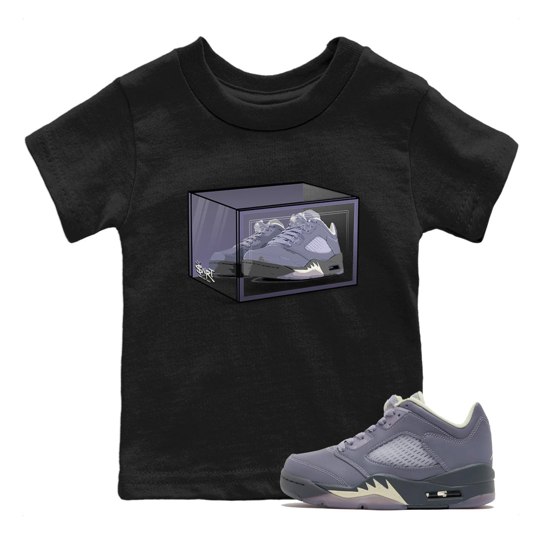 Air Jordan 5 Indigo Haze Sneaker Match Tees Shoe Box Sneaker Tees 5s Indigo Haze Sneaker Release Tees Kids Shirts Black 1