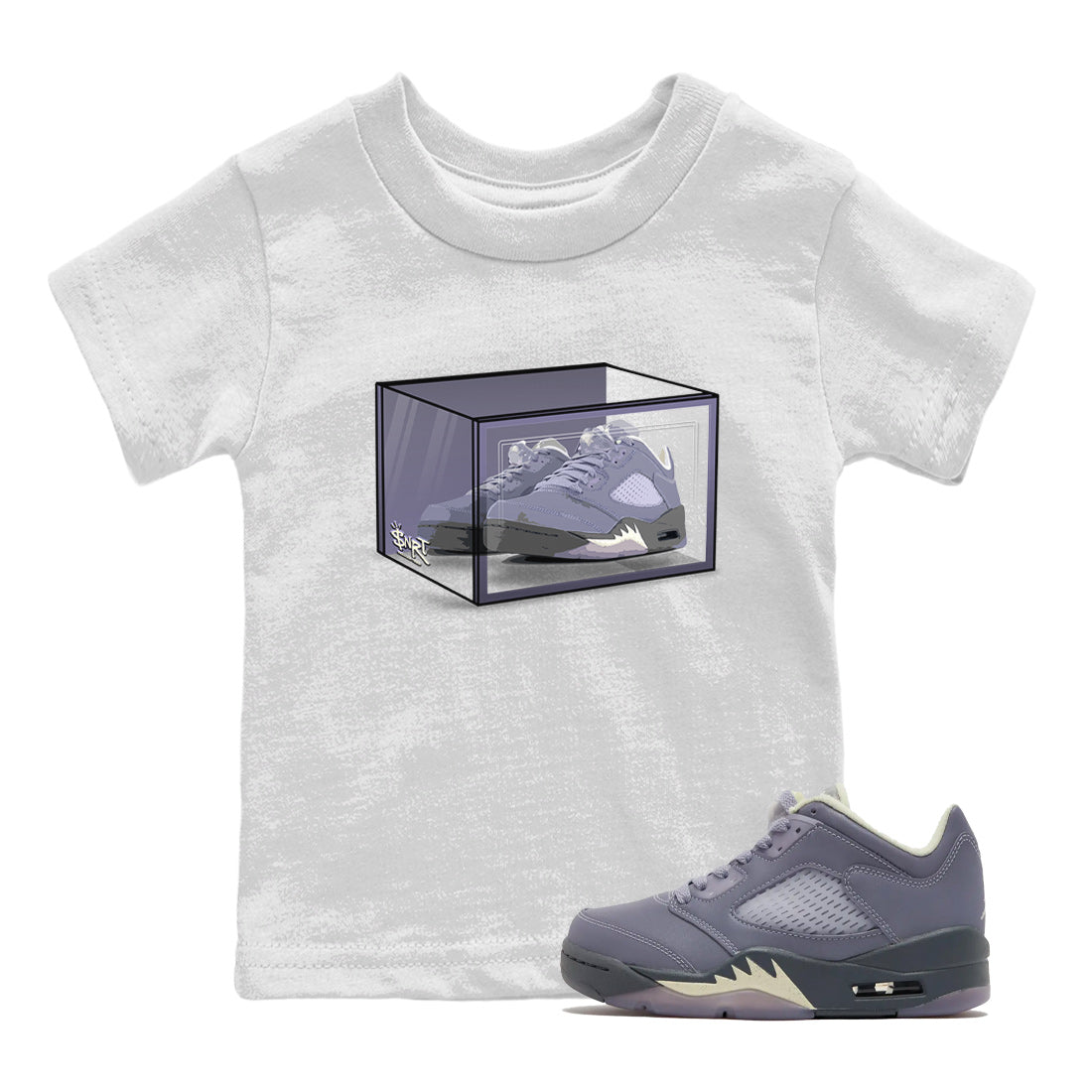 Air Jordan 5 Indigo Haze Sneaker Match Tees Shoe Box Sneaker Tees 5s Indigo Haze Sneaker Release Tees Kids Shirts White 1
