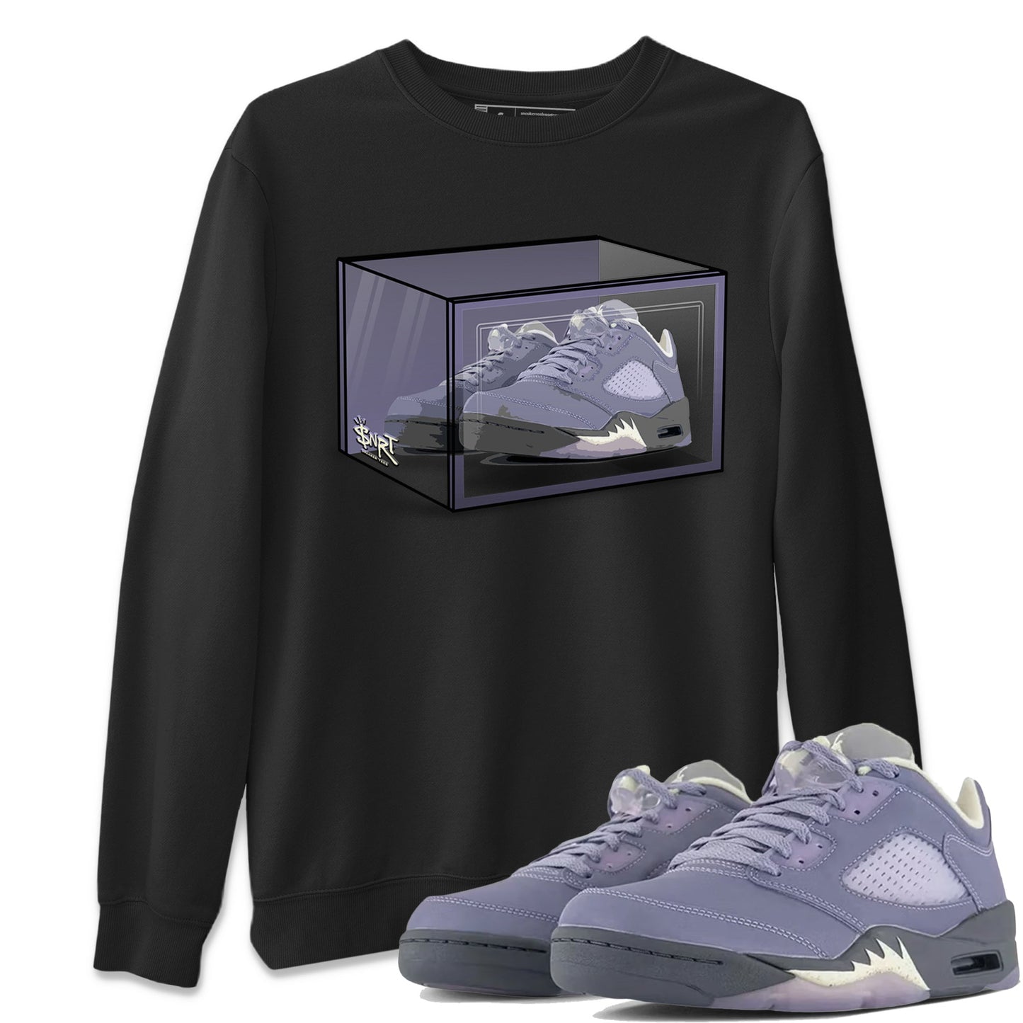 Air Jordan 5 Indigo Haze Sneaker Match Tees Shoe Box Sneaker Tees 5s Indigo Haze Sneaker Release Tees Unisex Shirts Black 1