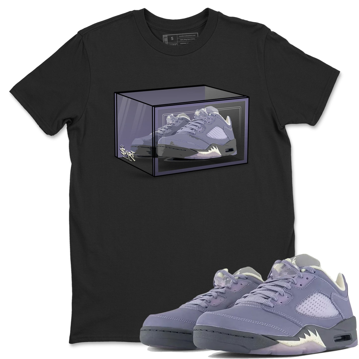 Air Jordan 5 Indigo Haze Sneaker Match Tees Shoe Box Sneaker Tees 5s Indigo Haze Sneaker Release Tees Unisex Shirts Black 1