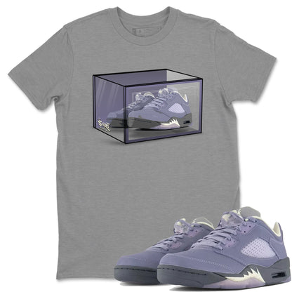 Air Jordan 5 Indigo Haze Sneaker Match Tees Shoe Box Sneaker Tees 5s Indigo Haze Sneaker Release Tees Unisex Shirts Heather Grey 1