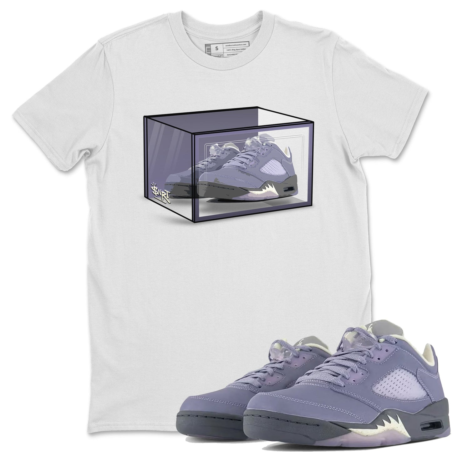 Air Jordan 5 Indigo Haze Sneaker Match Tees Shoe Box Sneaker Tees 5s Indigo Haze Sneaker Release Tees Unisex Shirts White 1