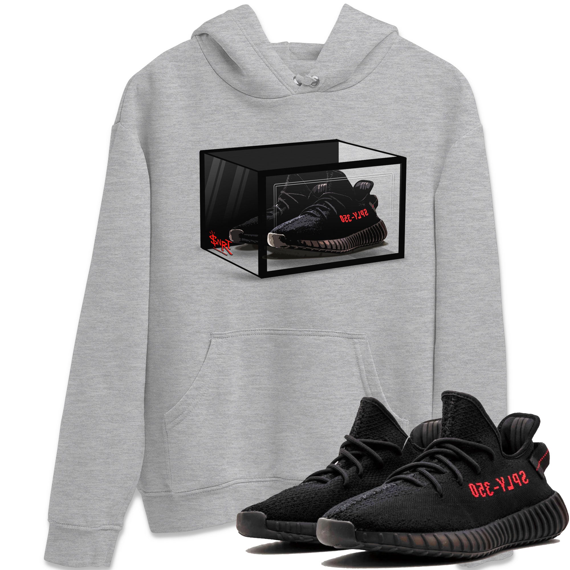 Adidas Yeezy Boost 350 V2 Bred shirt to match jordans Shoe Box Streetwear Sneaker Shirt Yeezy 350 Bred Drip Gear Zone Sneaker Matching Clothing Unisex Heather Grey 1 T-Shirt
