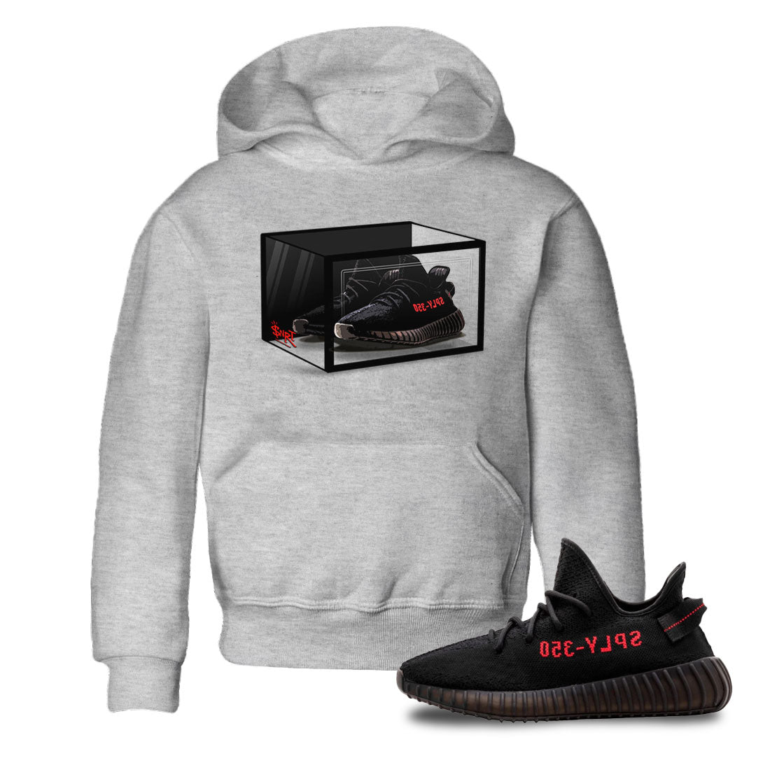 Adidas Yeezy Boost 350 V2 Bred shirt to match jordans Shoe Box Streetwear Sneaker Shirt Yeezy 350 Bred Drip Gear Zone Sneaker Matching Clothing Baby Toddler Heather Grey 1 T-Shirt