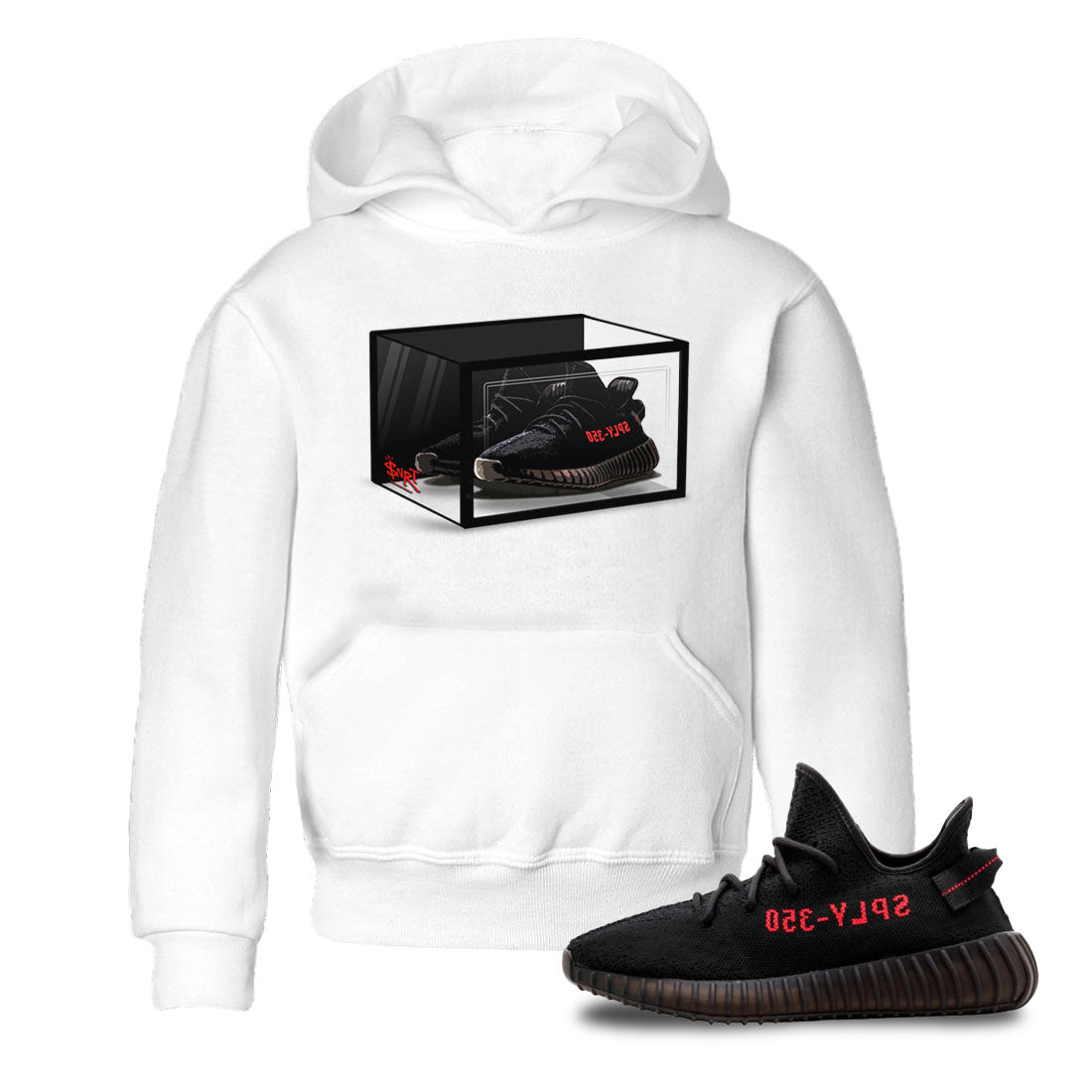 Adidas Yeezy Boost 350 V2 Bred shirt to match jordans Shoe Box Streetwear Sneaker Shirt Yeezy 350 Bred Drip Gear Zone Sneaker Matching Clothing Baby Toddler White 1 T-Shirt